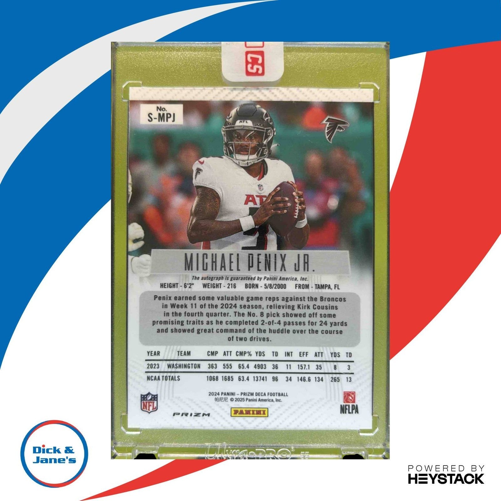 2024 Prizm Deca Michael Penix Jr. Signatures Silver Holo RC Auto Atlanta Falcons - Sports Cards