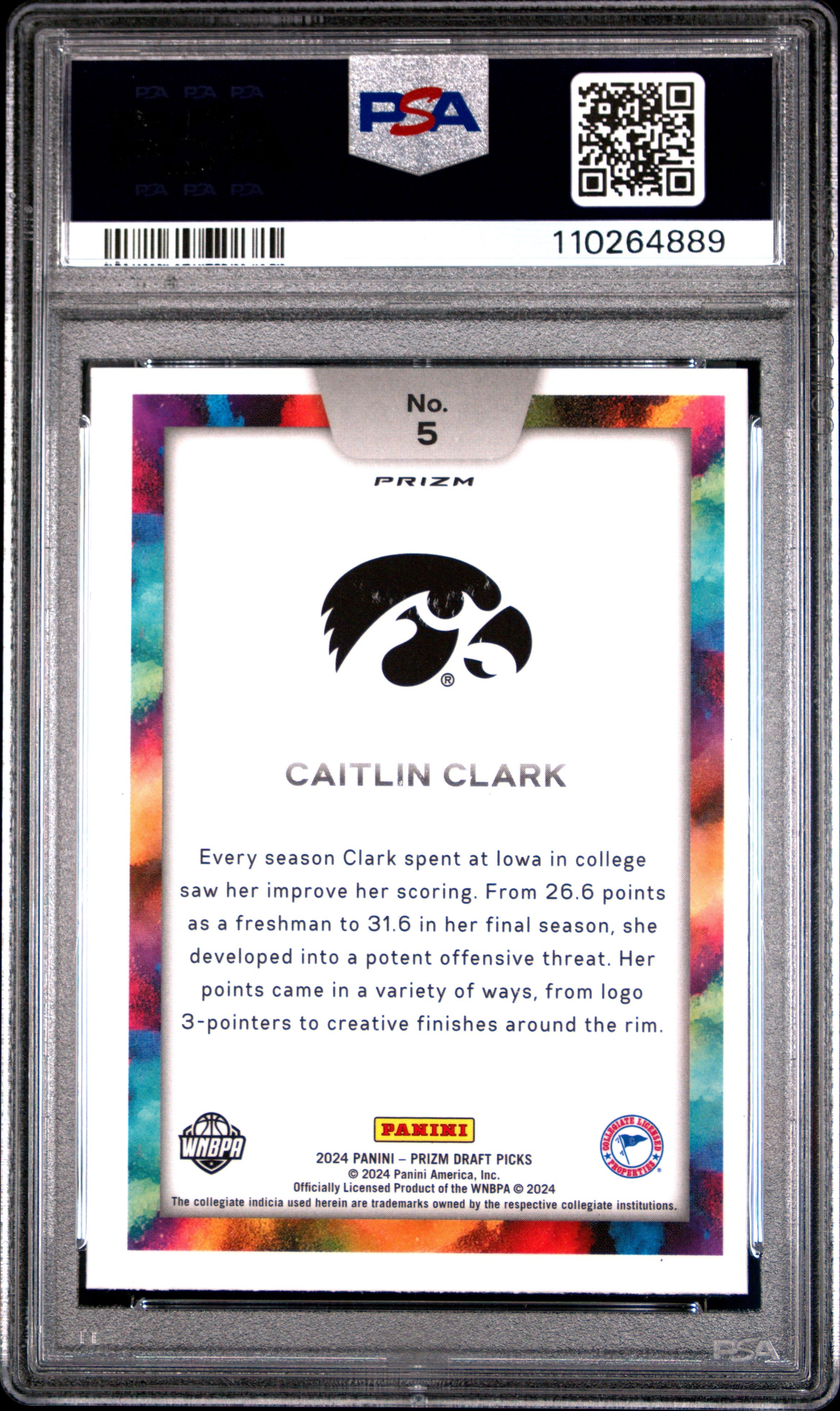2024 Prizm Draft Black Color Blast Caitlin Clark #5 PSA 8 Iowa Hawkeyes / Fever - Graded Sports Cards