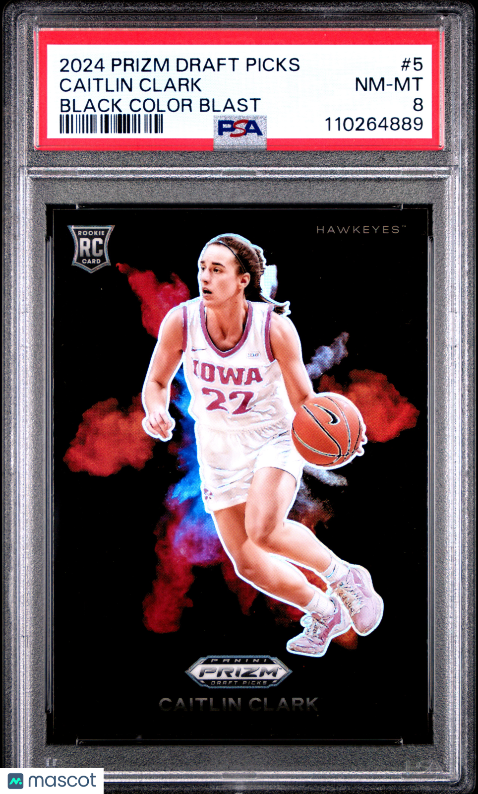2024 Prizm Draft Black Color Blast Caitlin Clark #5 PSA 8 Iowa Hawkeyes / Fever - Graded Sports Cards