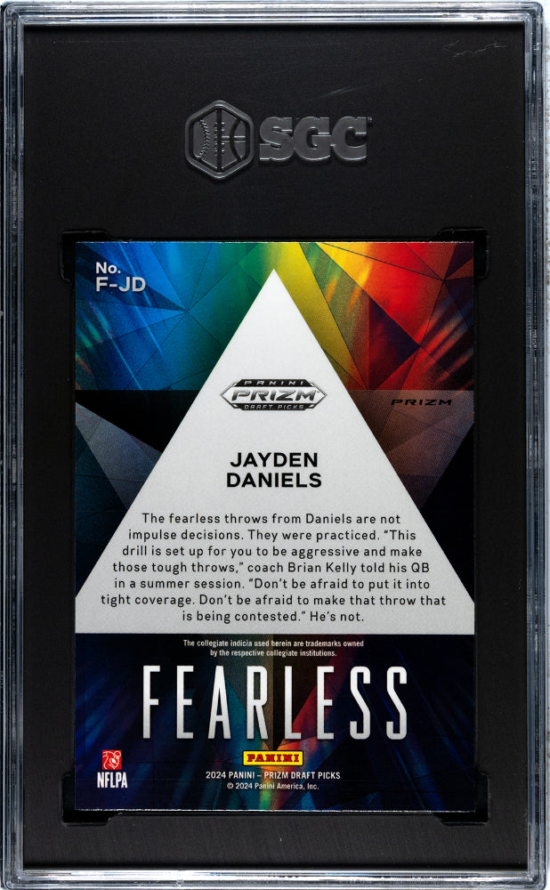 2024 Prizm Draft Jayden Daniels Fearless Red Ice Rookie SGC 9 Commanders - Graded Sports Cards