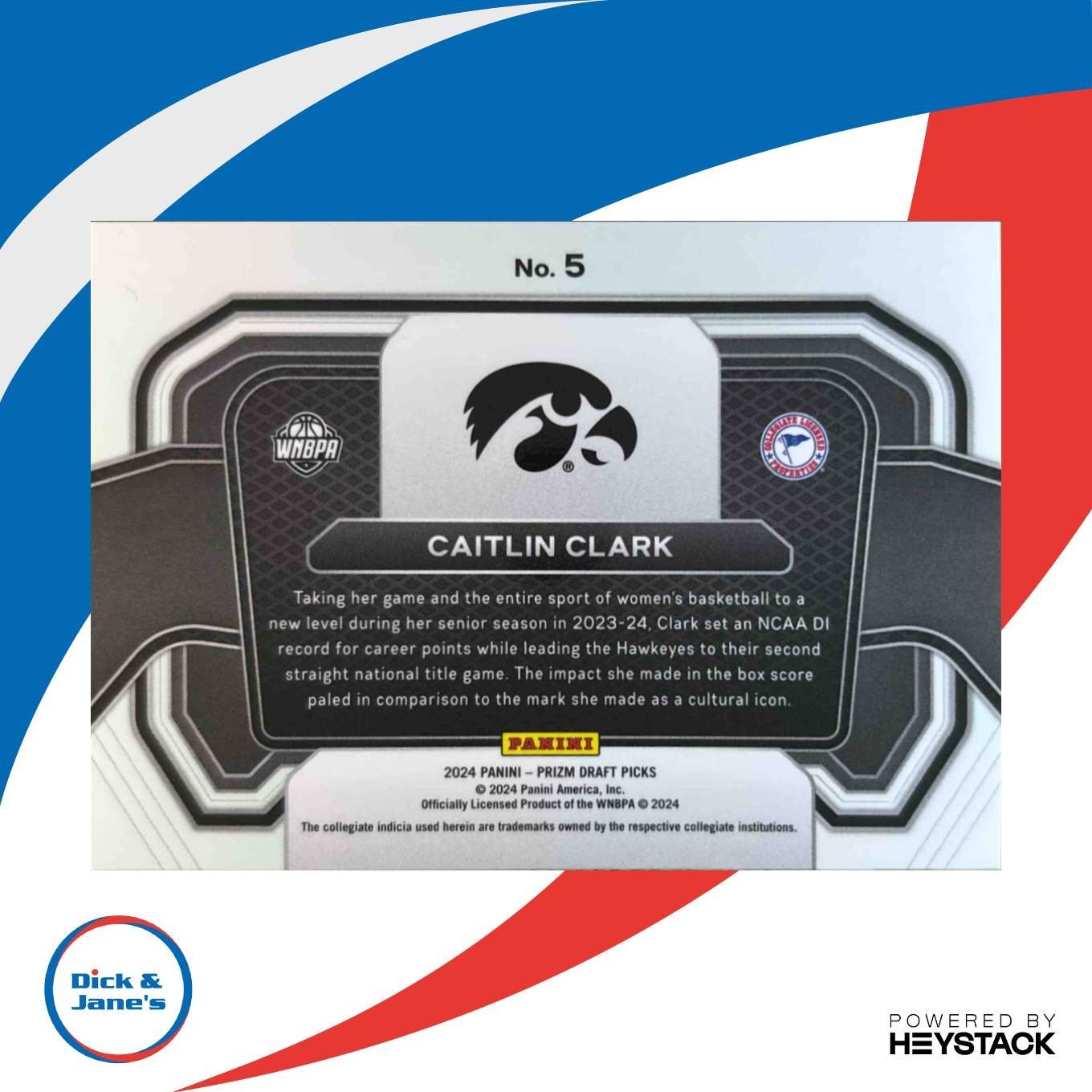 2024 Prizm Draft Picks Collegiate Caitlin Clark Campus Legends #5 RC Hawkeyes - Sports Cards