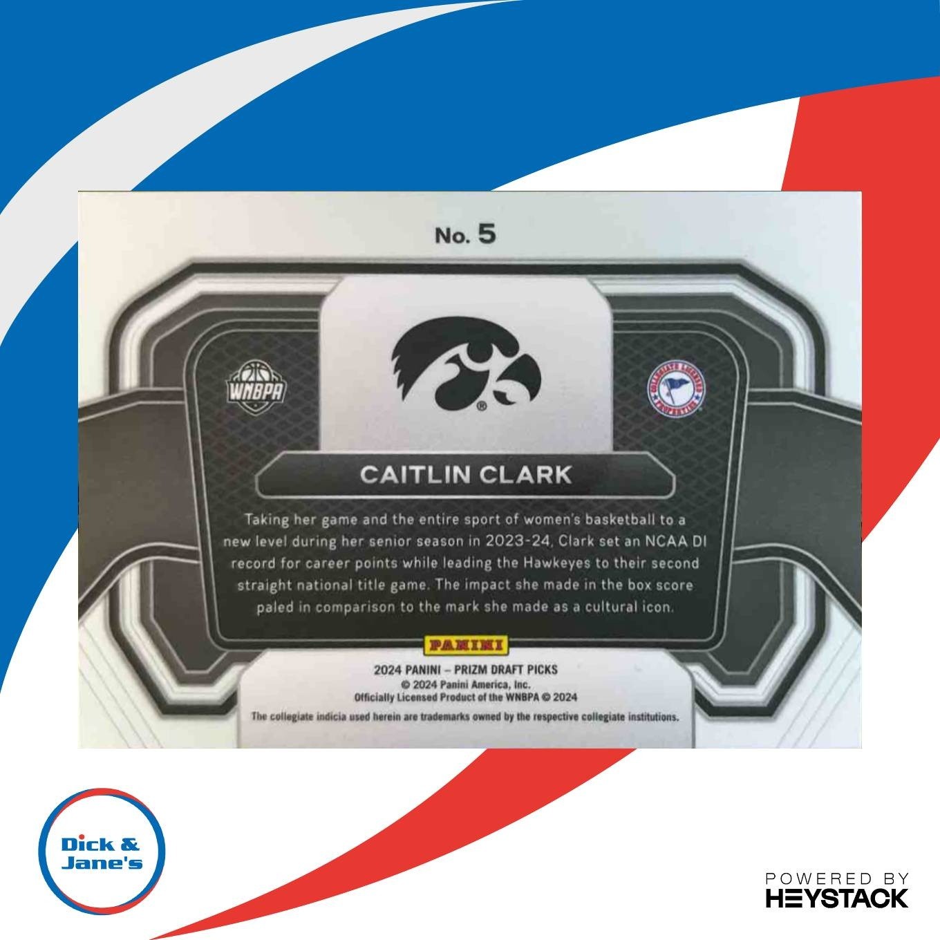 2024 Prizm Draft Picks Collegiate Caitlin Clark Campus Legends #5 RC Hawkeyes - Sports Cards