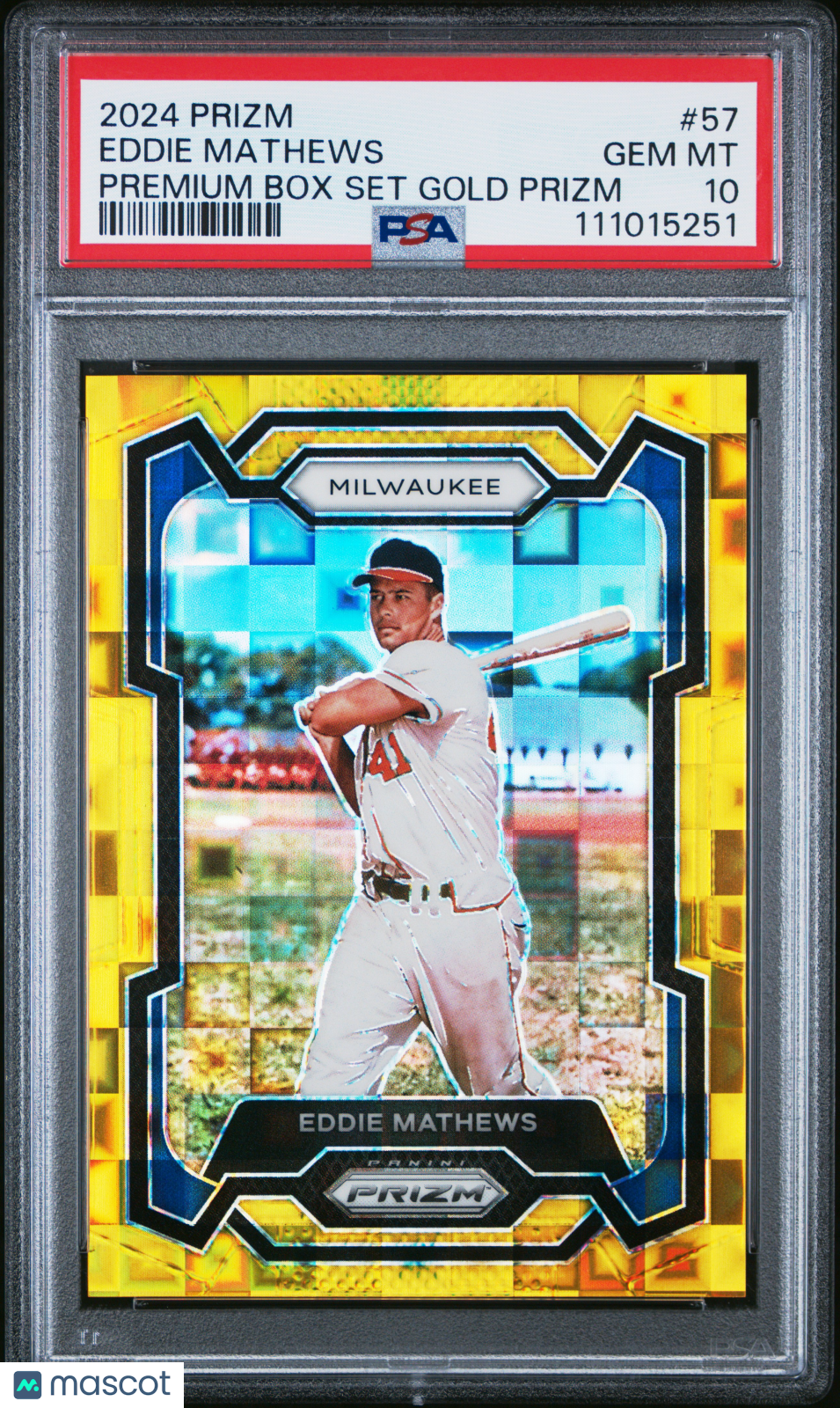 2024 Prizm Eddie Mathews Premium Box Set Gold 2/4 #57 PSA 10 Milwaukee Braves - Graded Sports Cards