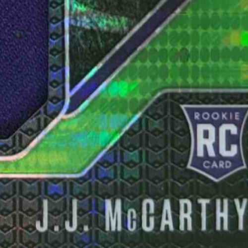 2024 Prizm J.J. McCarthy Rookie Gear Neon Green Pulsar JSY RC Minnesota Vikings - Sports Cards