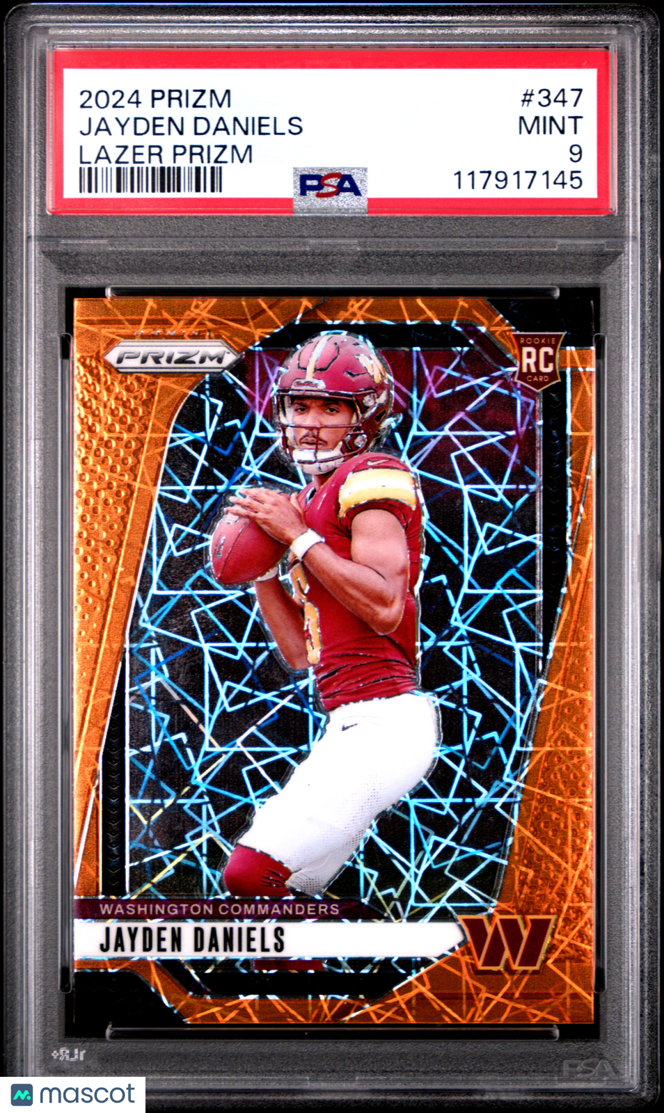 2024 Prizm Jayden Daniels Orange Lazer Rookie #347 PSA 9 Washington Commanders - Graded Sports Cards