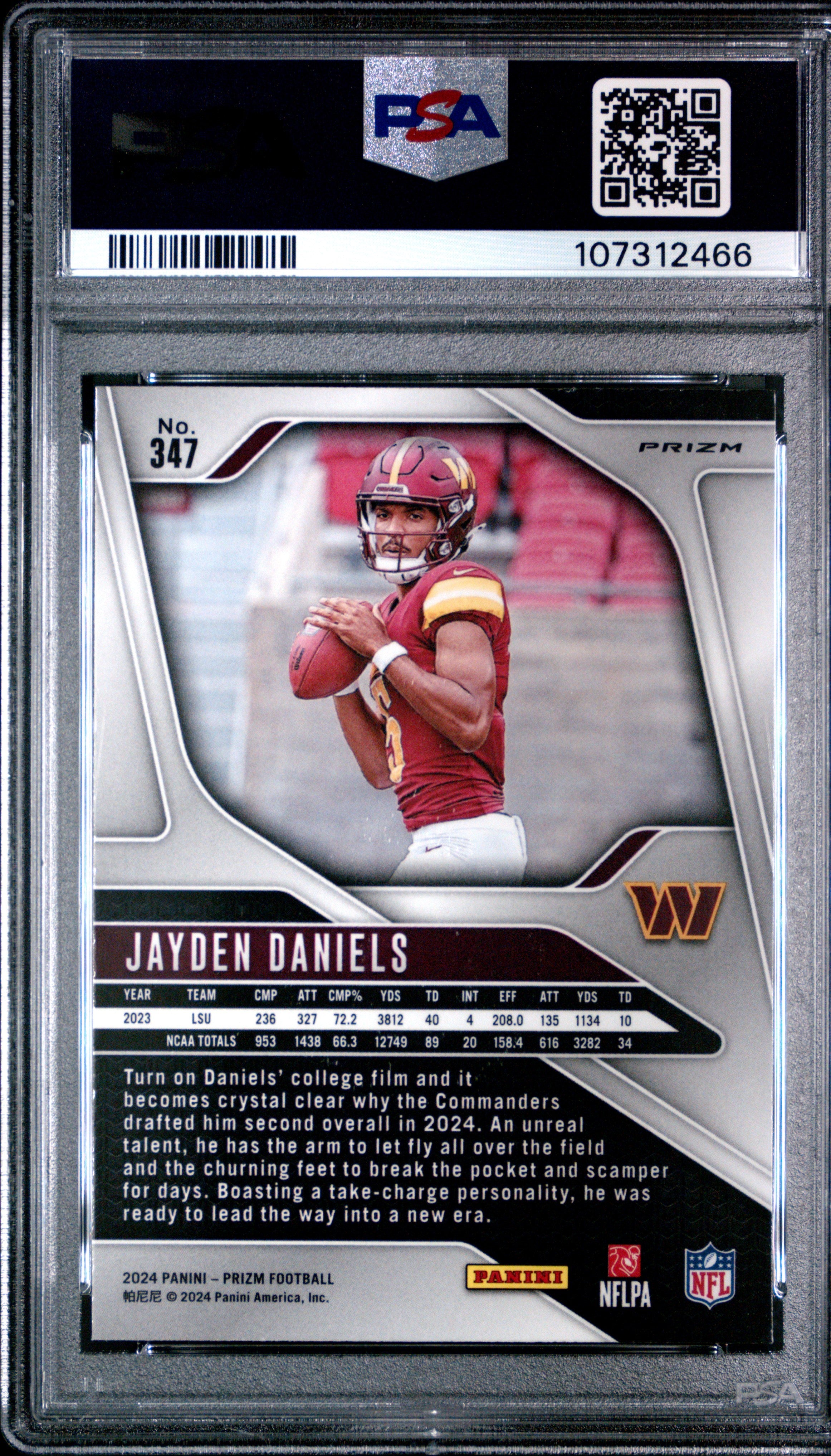 2024 Prizm Jayden Daniels Purple Pulsar Rookie PSA 9 MINT Washington Commanders - Graded Sports Cards