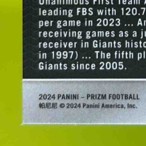 2024 Prizm Malik Nabers Rookie Variations #28 SILVER RC VAR New York Giants - Sports Cards