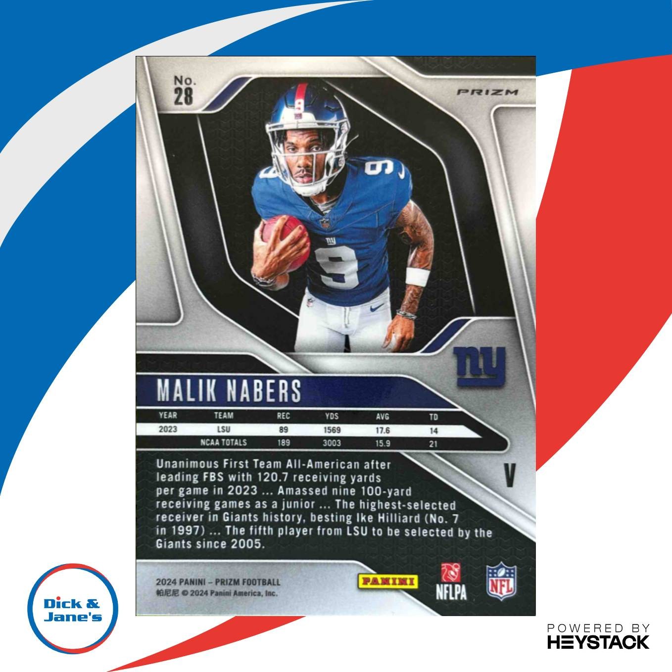 2024 Prizm Malik Nabers Rookie Variations #28 SILVER RC VAR New York Giants - Sports Cards