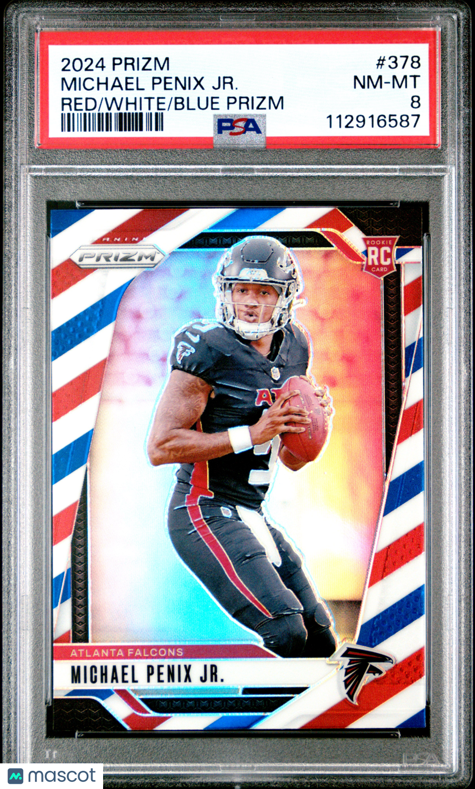 2024 Prizm Michael Penix JR. Red White Blue Rookie #378 PSA 8 Atlanta Falcons Graded Sports Cards
