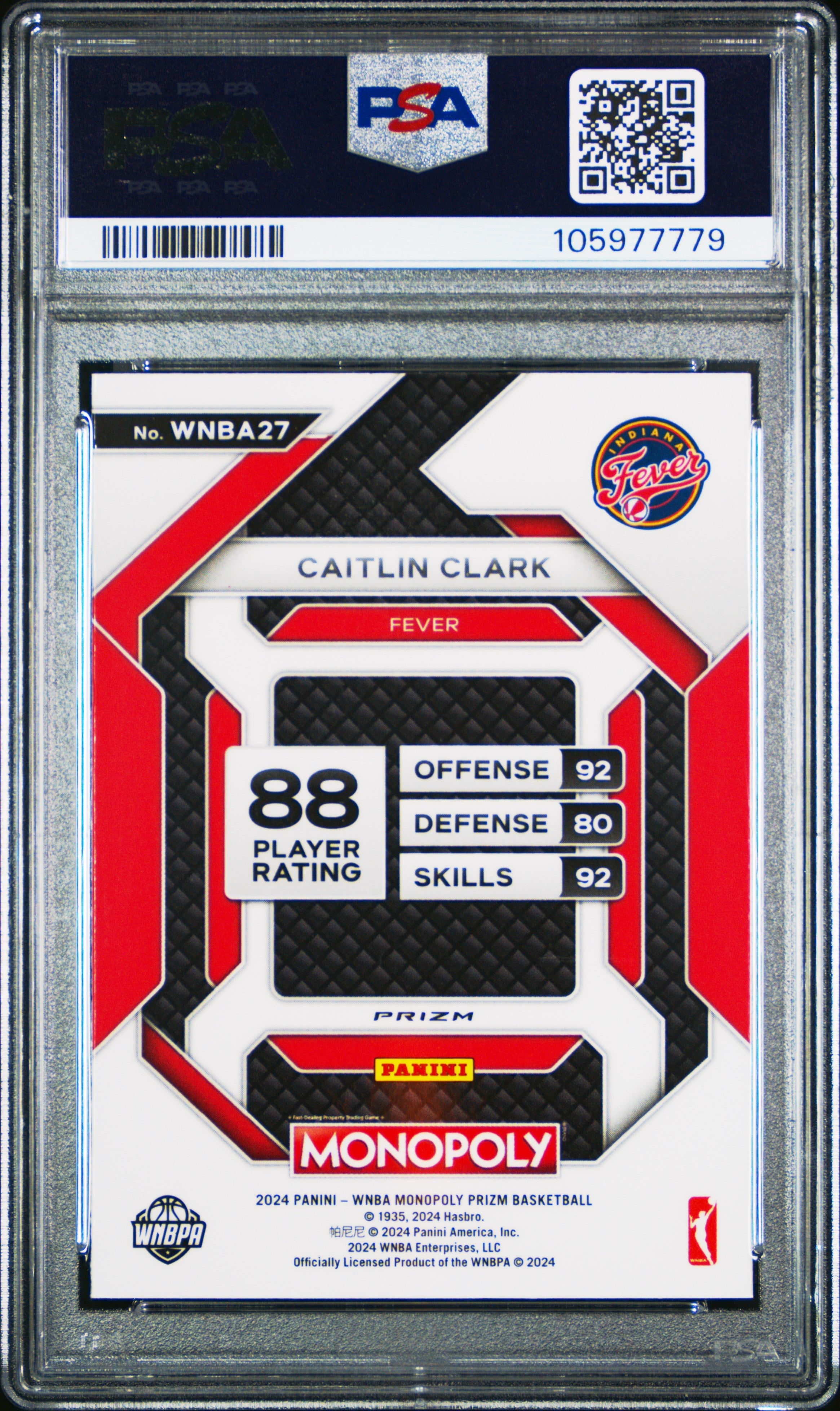 2024 Prizm Monopoly WNBA Caitlin Clark Silver #27 PSA 10 GEM MINT Indiana Fever - Graded Sports Cards