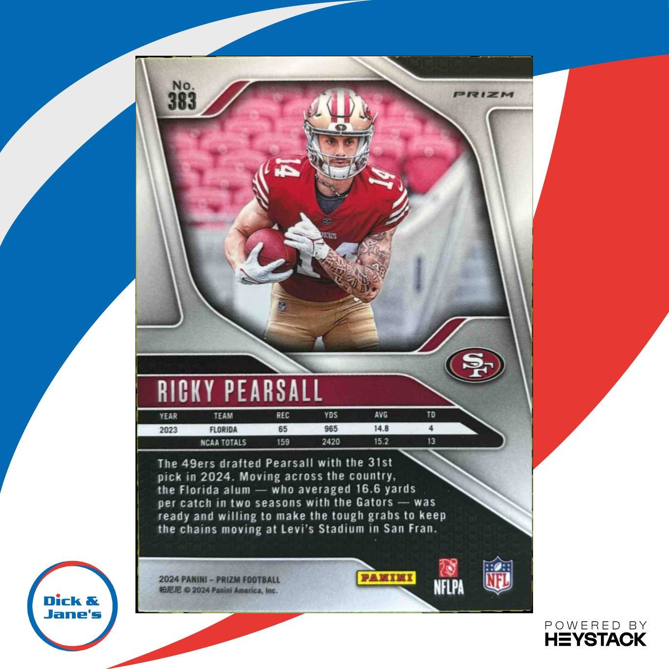 2024 Prizm Ricky Pearsall RC Orange Disco #383 Rookie Card San Francisco 49ers Sports Cards