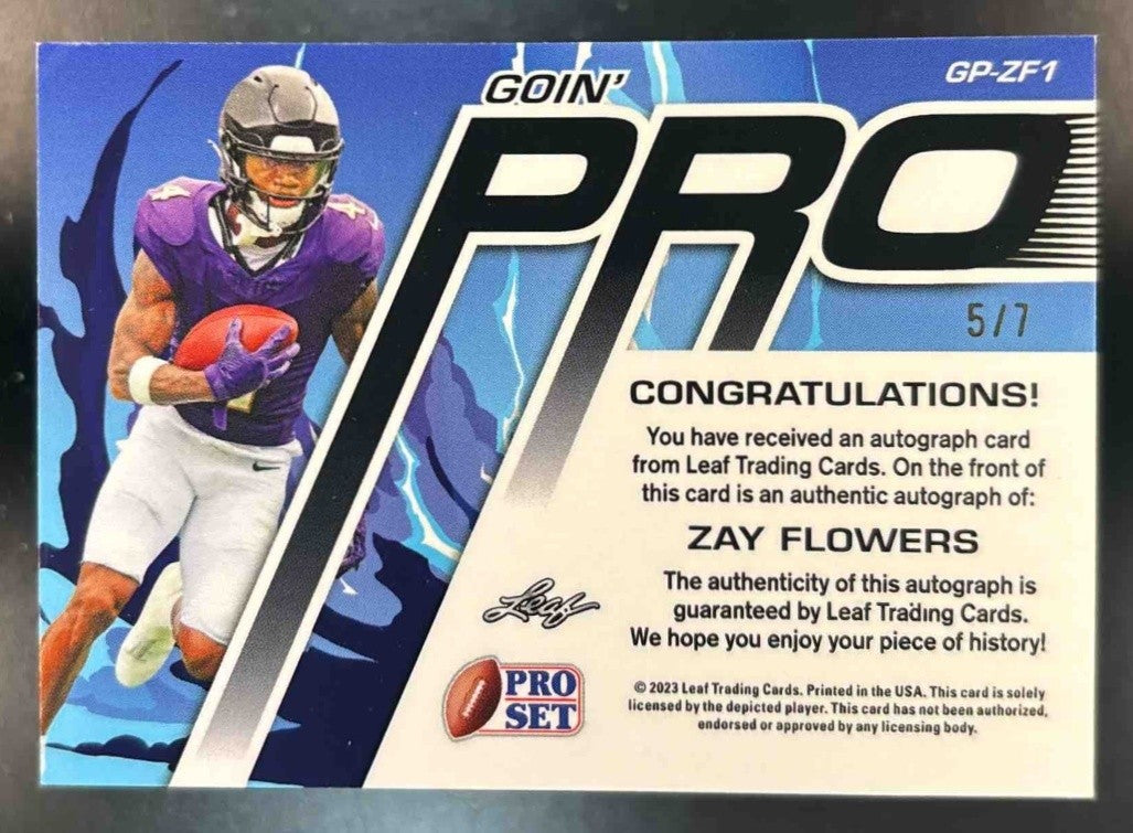 2024 Pro Set Metal Zay Flowers Goin’ Pro AUTO /7 - Sports Cards