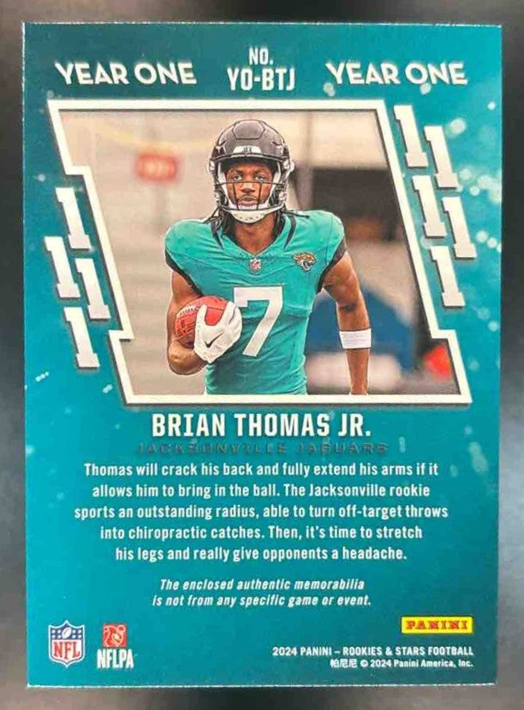 2024 Rookies & Stars Brian Thomas Jr. Year One /399 Patch RC Jacksonville Jaguar - Sports Cards