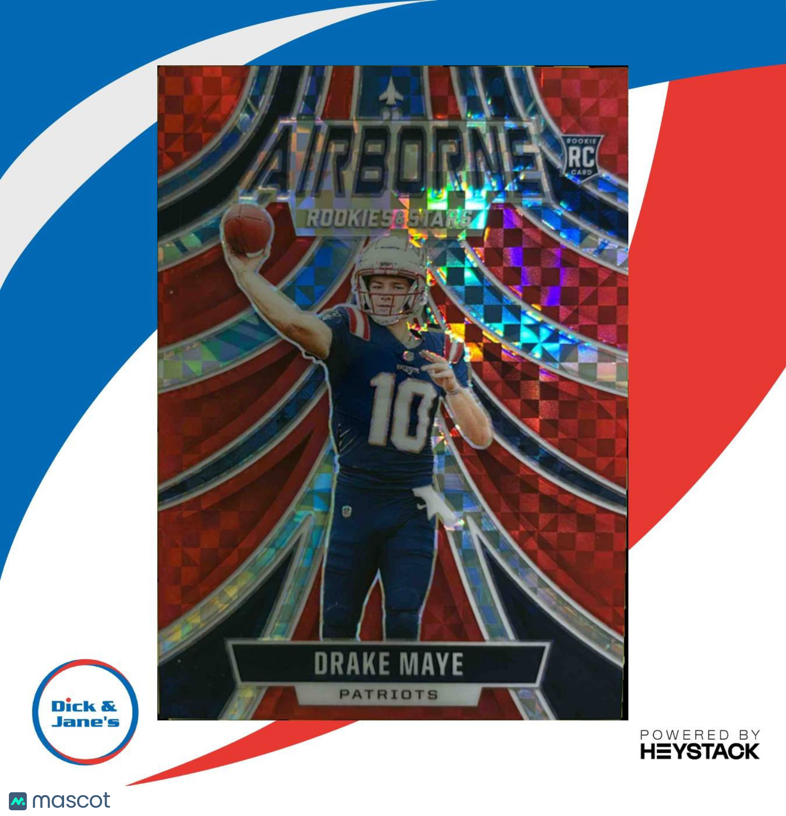 2024 Rookies & Stars Drake Maye Airborne Red Plaid A-DME RC New England Patriots - Sports Cards