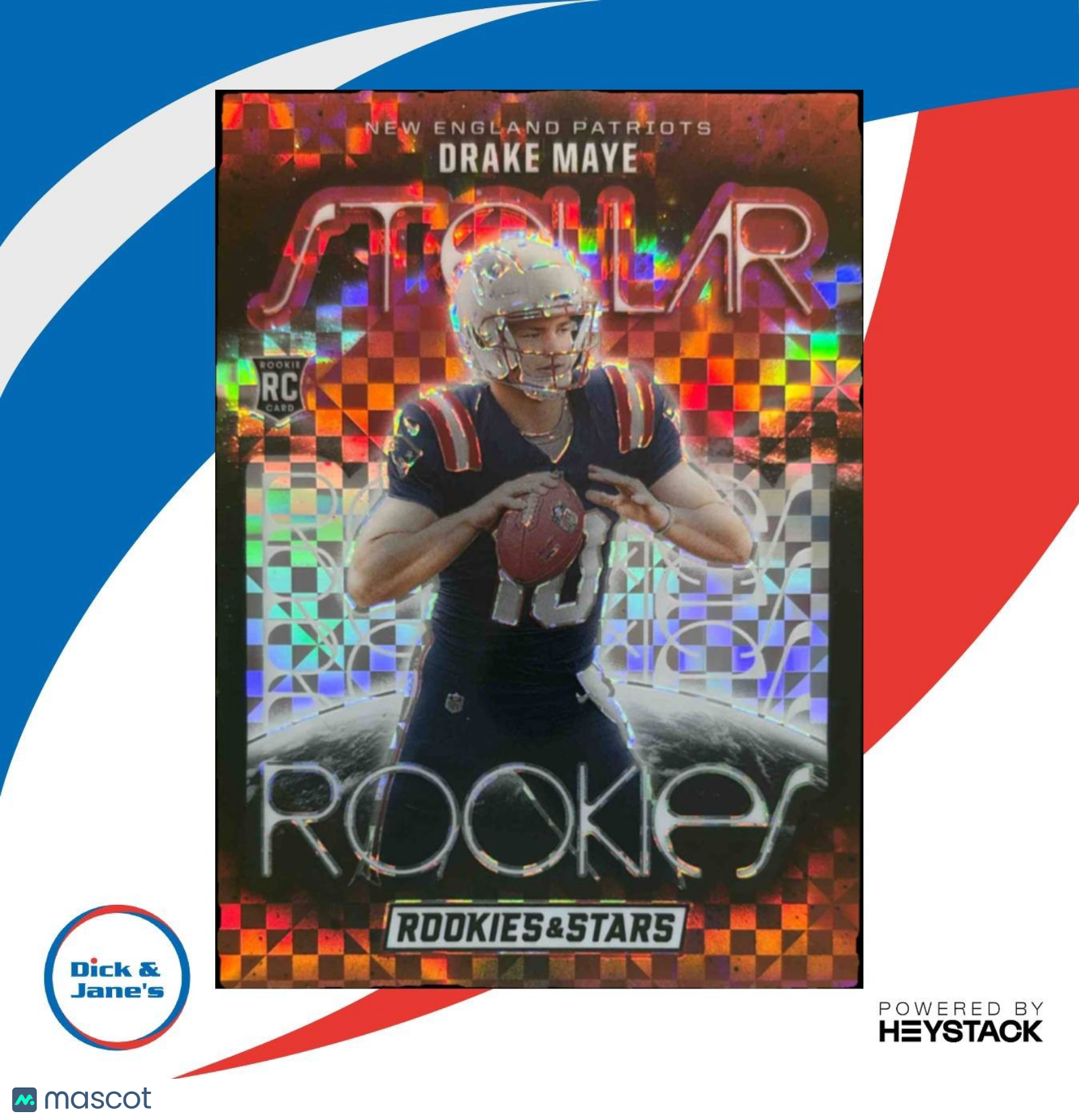 2024 Rookies & Stars Drake Maye Stellar s Red Plaid RC New England Patriots - Sports Cards