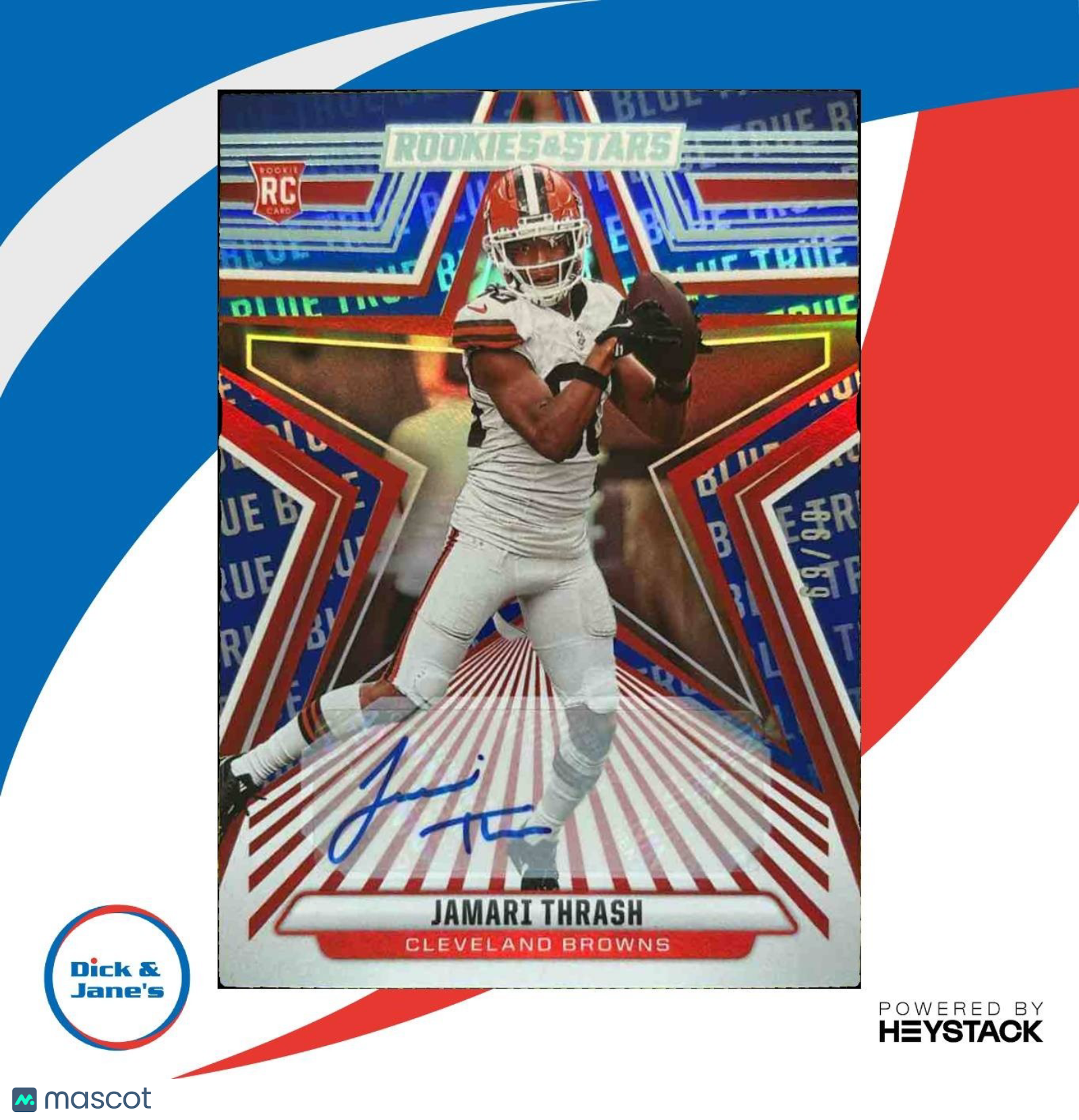 2024 Rookies & Stars Jamari Thrash Signatures Blue /99 RC Auto Cleveland Browns - Sports Cards