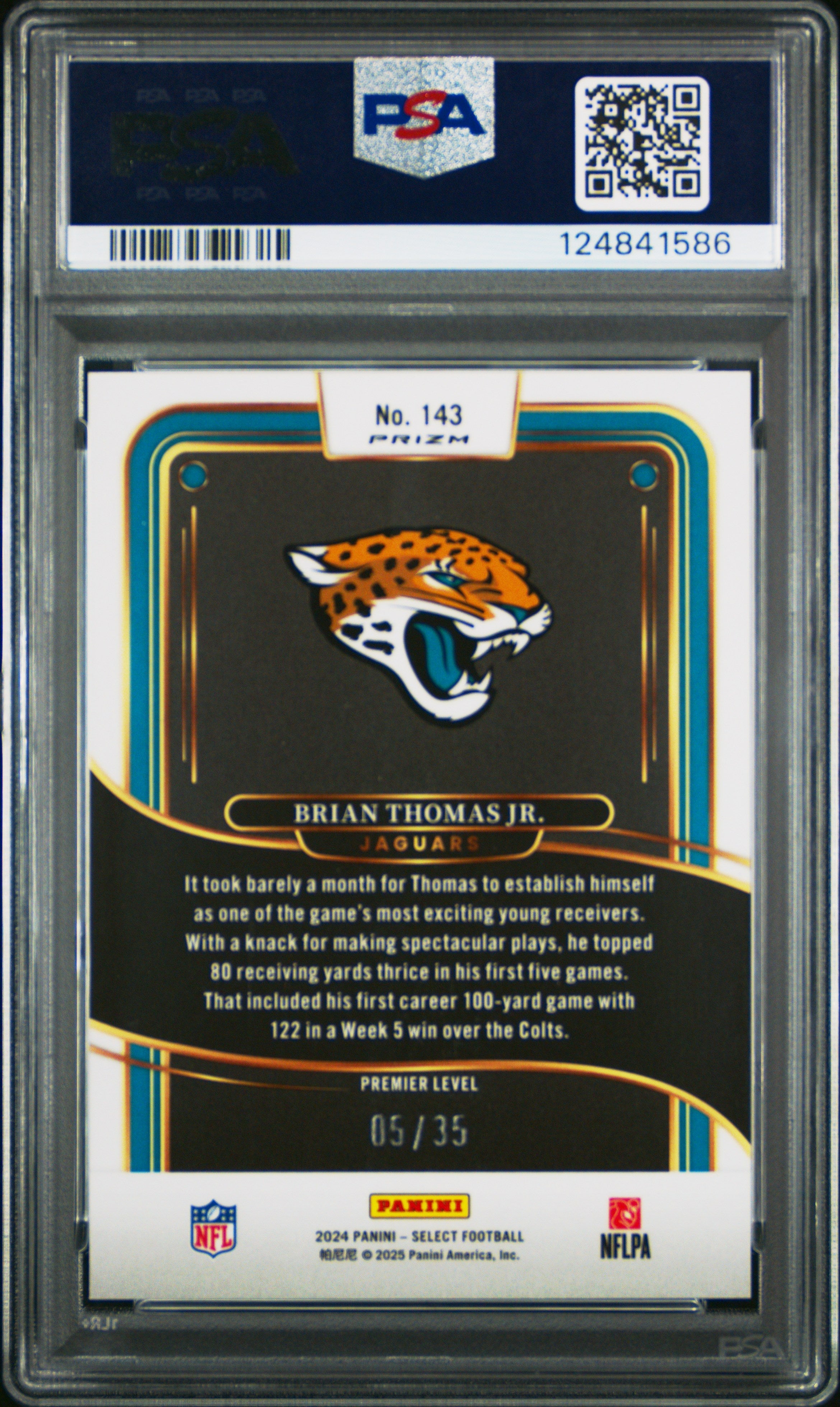 2024 Select Brian Thomas JR. White Prizm 05/35 Rookie PSA 10 GEM MINT Jaguars - Graded Sports Cards
