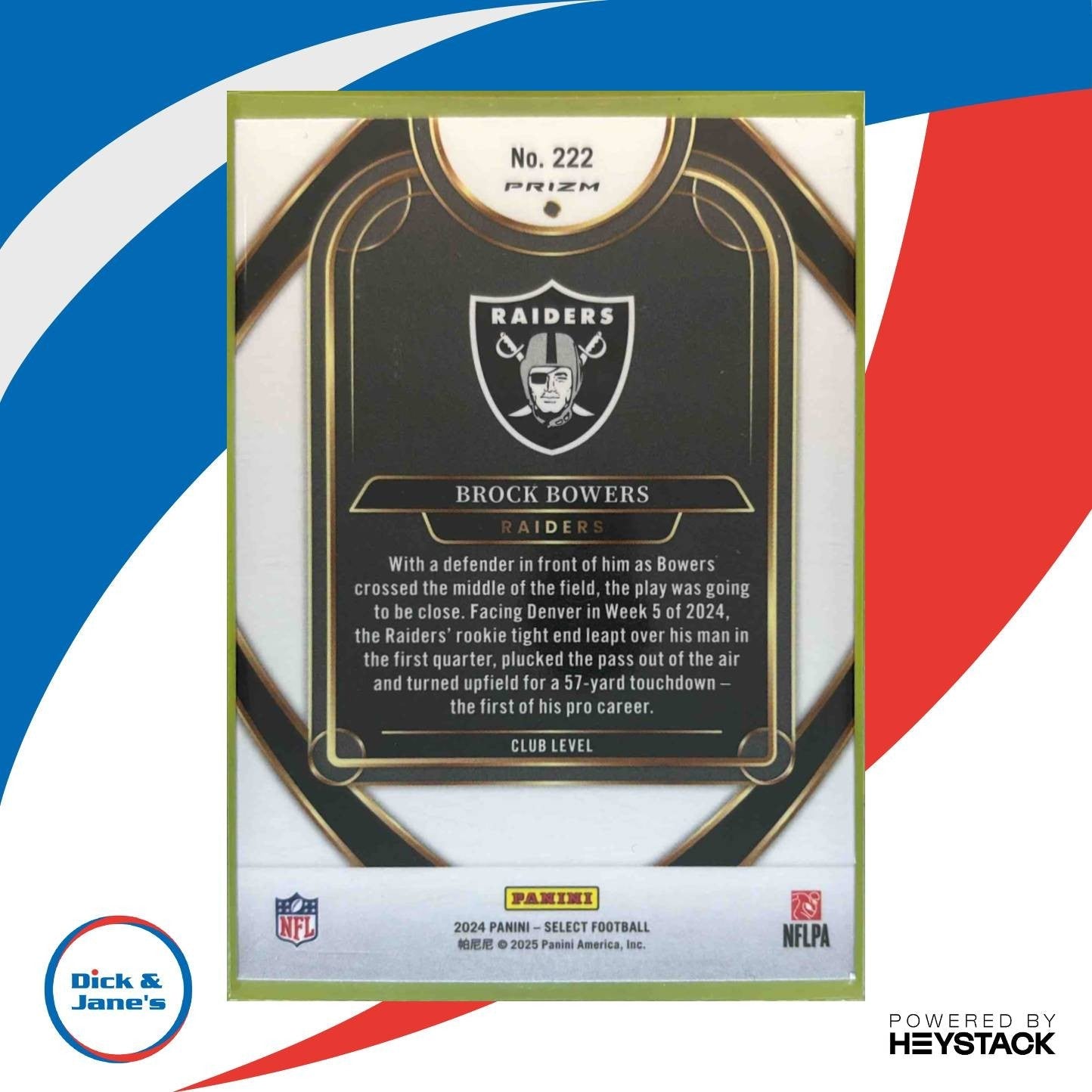 2024 Select Brock Bowers Club Red and Yellow Prizm #222 RC Las Vegas Raiders - Sports Cards