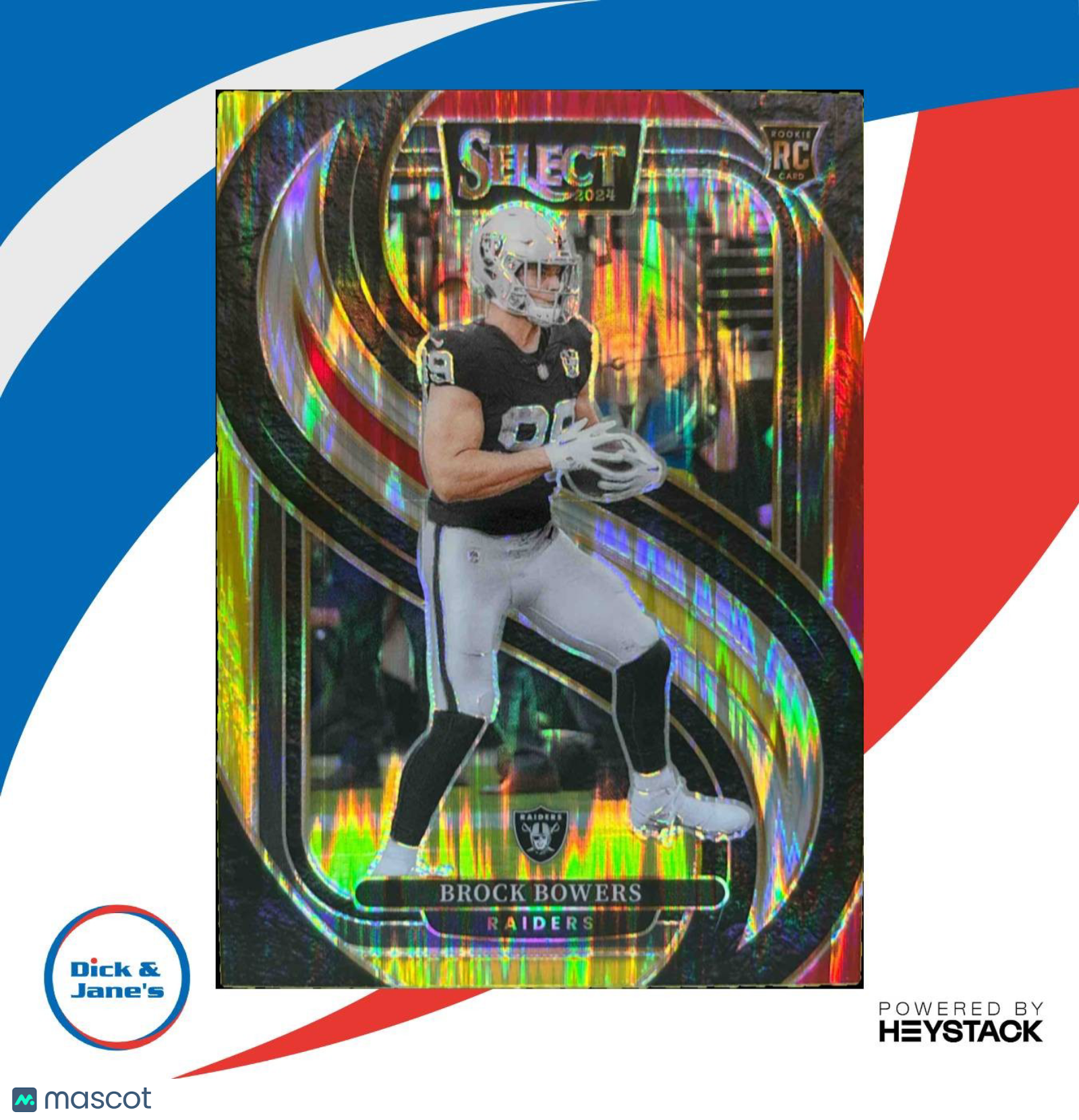 2024 Select Brock Bowers Premier Red and Yellow Prizm Shock #118 RC Las Vegas - Sports Cards