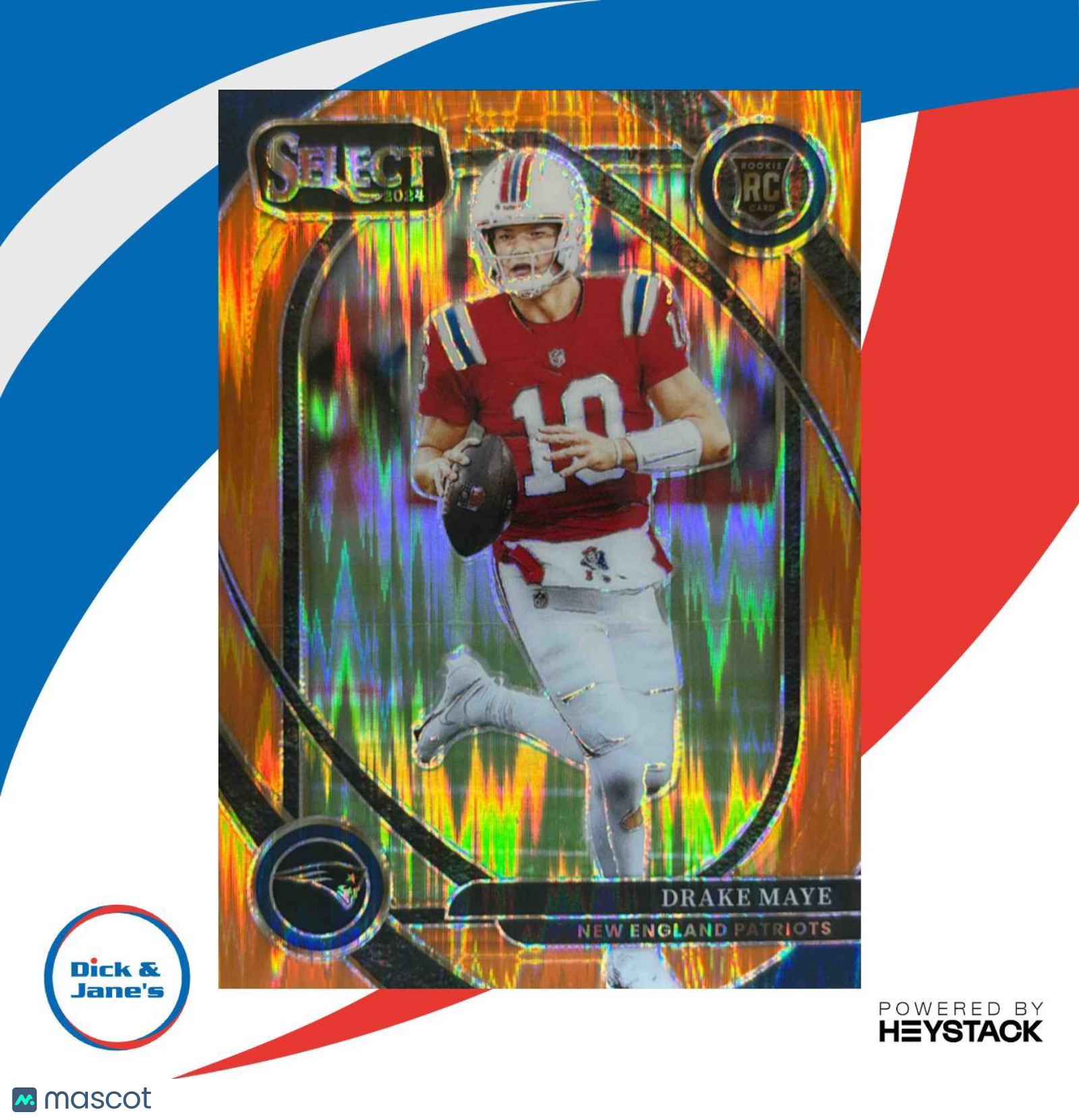 2024 Select Drake Maye Club Orange Prizm Shock /399 #218 RC New England Patriots - Sports Cards