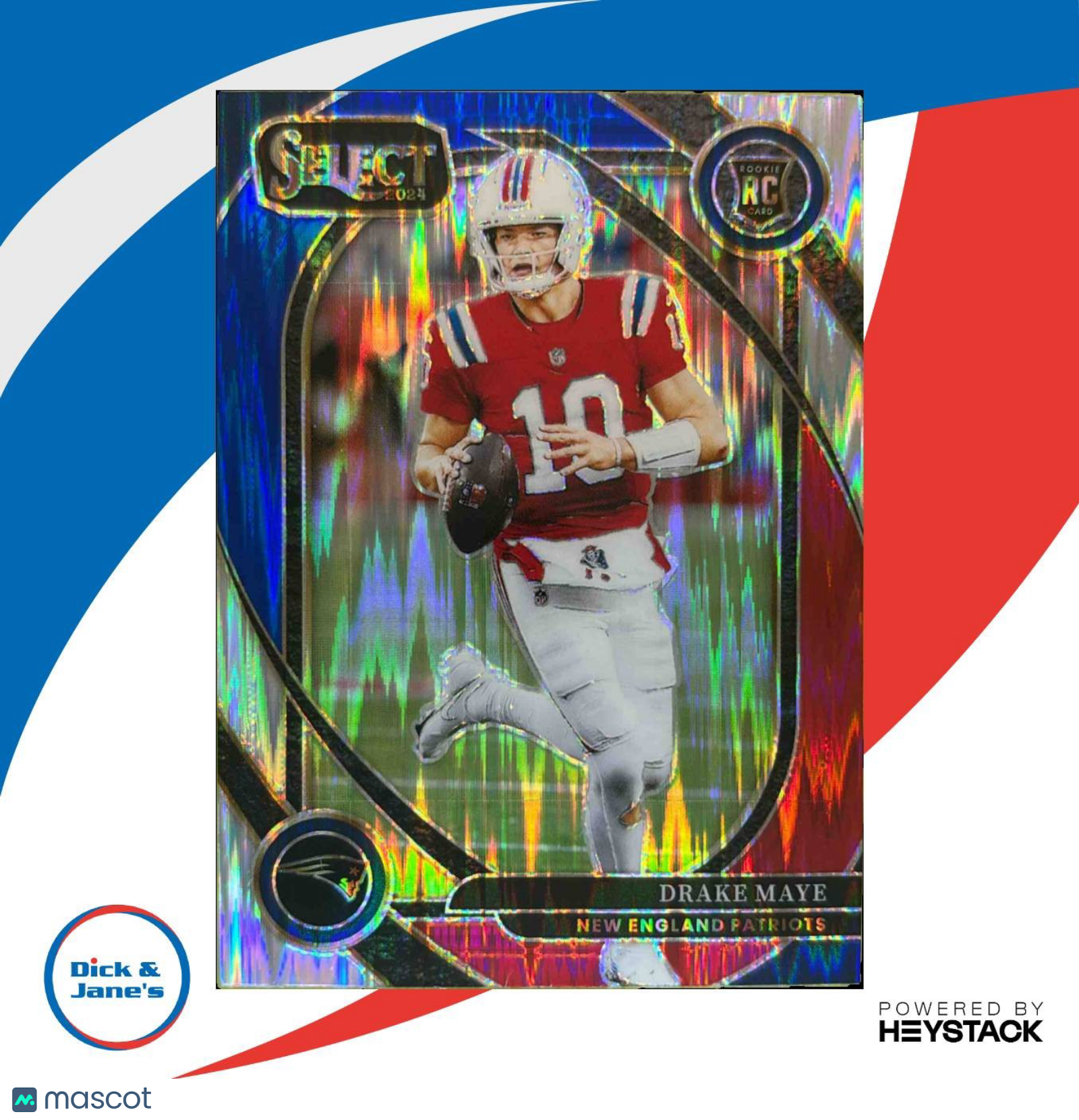 2024 Select Drake Maye Club Red and Blue Prizm Shock 218 RC New England Patriots Sports Cards