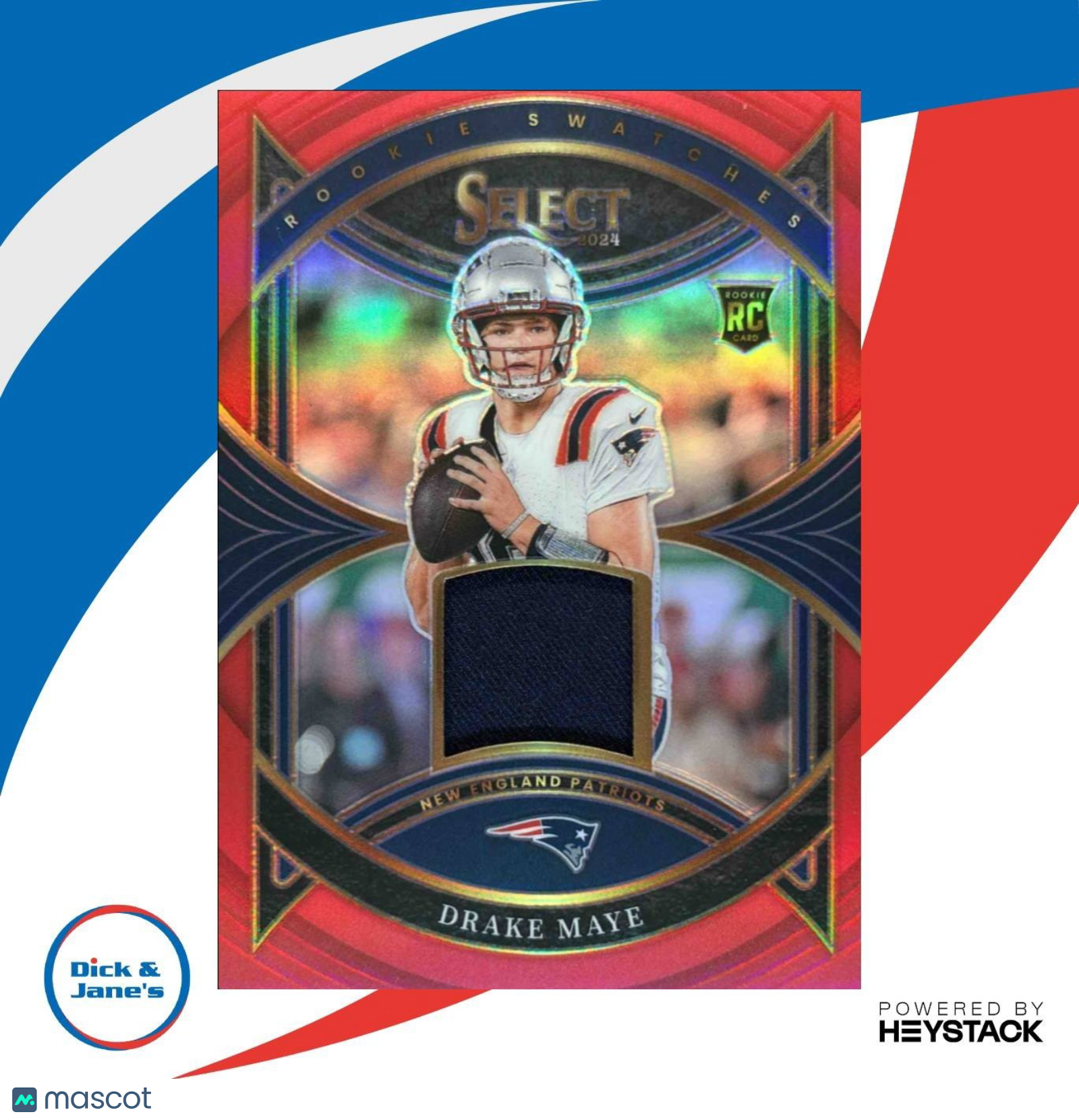 2024 Select Drake Maye Rookie Swatches Red Prizm RC New England Patriots - Sports Cards