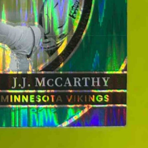 2024 Select J.J. McCarthy Green and Yellow Prizm Shock #246 RC Minnesota Vikings Sports Cards