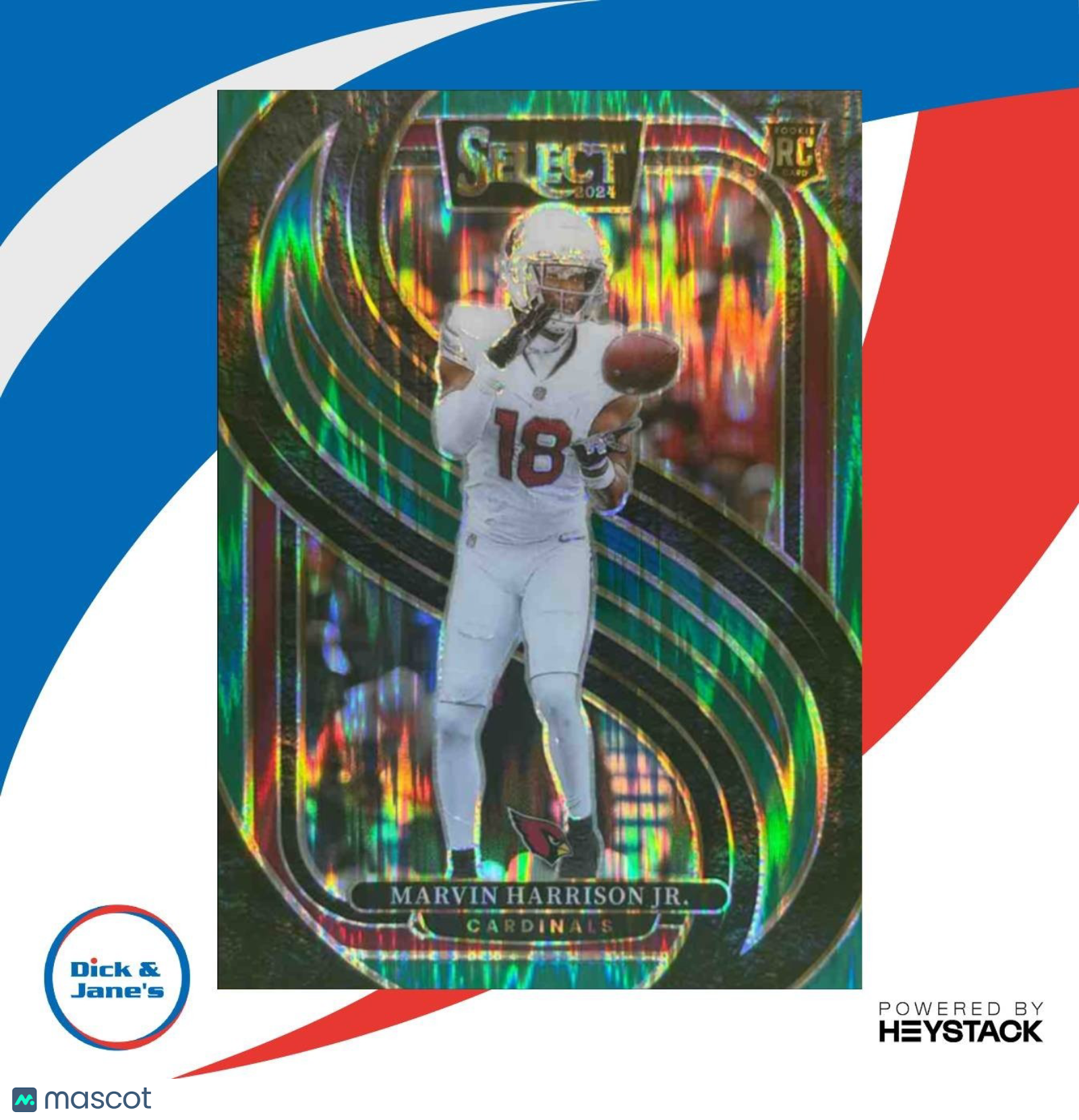 2024 Select Marvin Harrison Jr. Premier Green Prizm Shock 5/5 #115 RC Cardinals - Sports Cards