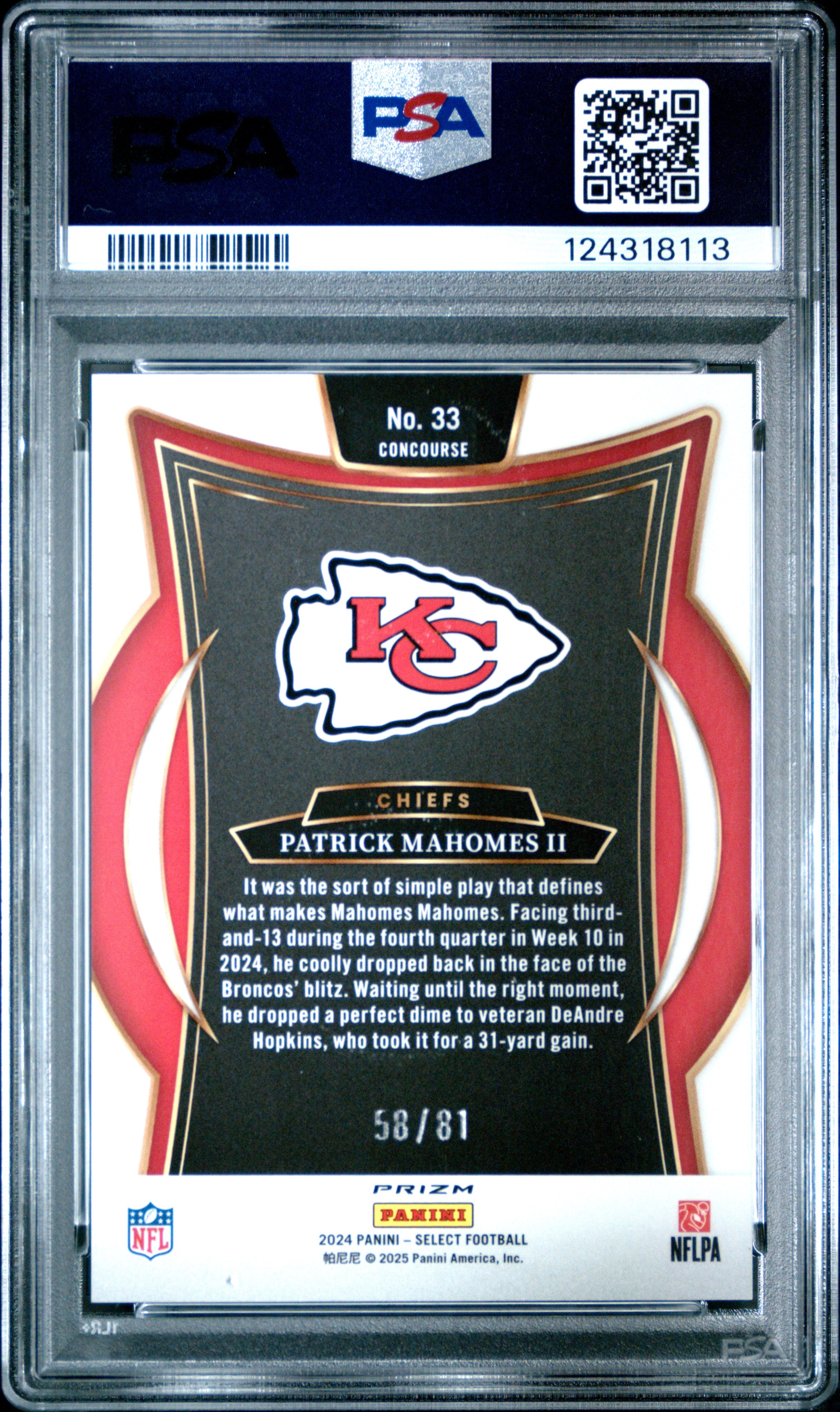 2024 Select Patrick Mahomes II Dragon Scale PSA 10 GEM MINT Kansas City Chiefs - Graded Sports Cards