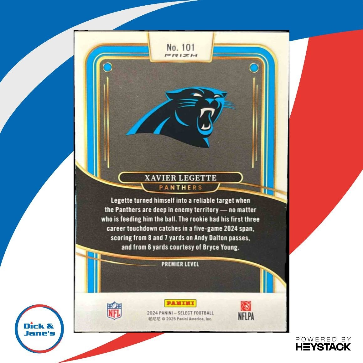 2024 Select Xavier Legette Black and Orange Shock #101 RC Carolina Panthers - Sports Cards