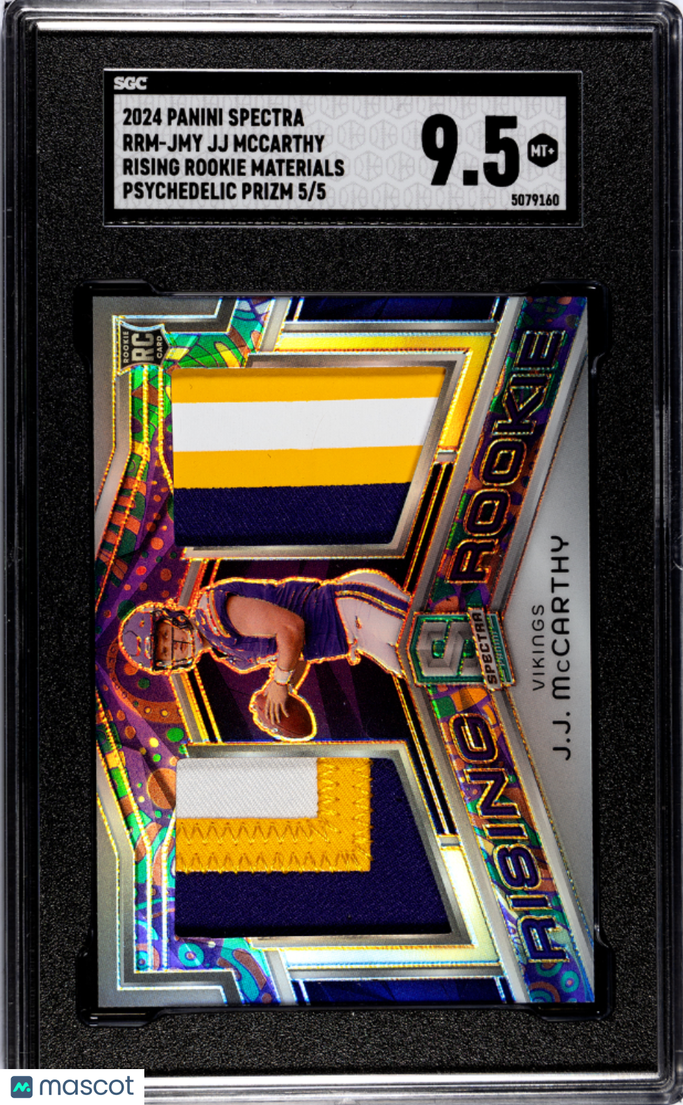 2024 Spectra JJ Mccarthy Rising Rookie Material Psychedelic Prizm /5 SGC 9.5 GEM - Graded Sports Cards