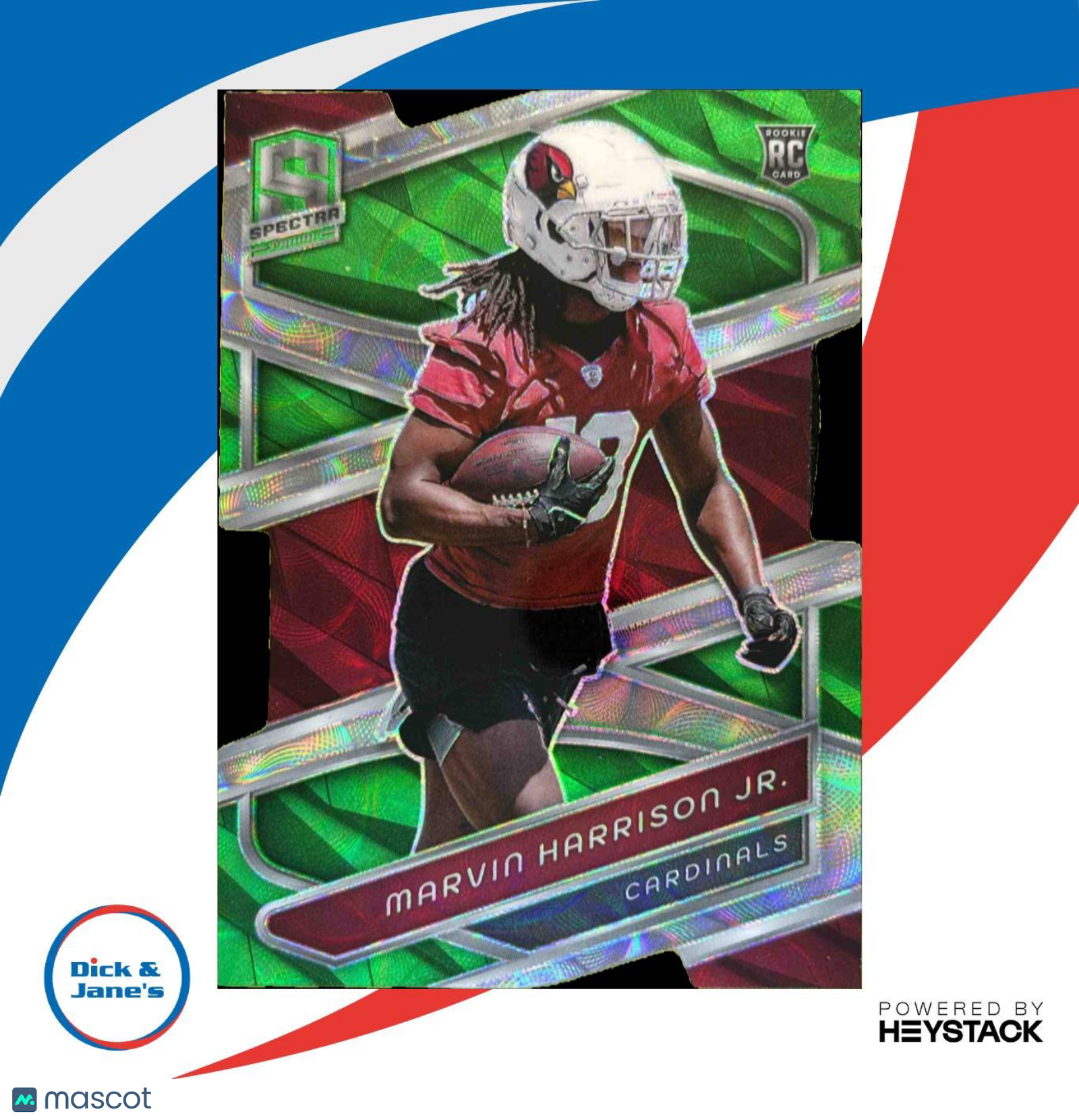 2024 Spectra Marvin Harrison Jr. Neon Green Die-Cut 11/30 RC Arizona Cardinals - Sports Cards