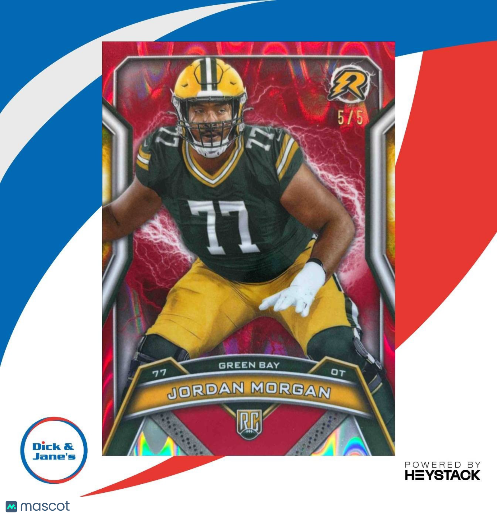 2024 Topp Resurgence Jordan Morgan Red Power Surge 5/5 #135 RC Green Bay Packers - Sports Cards