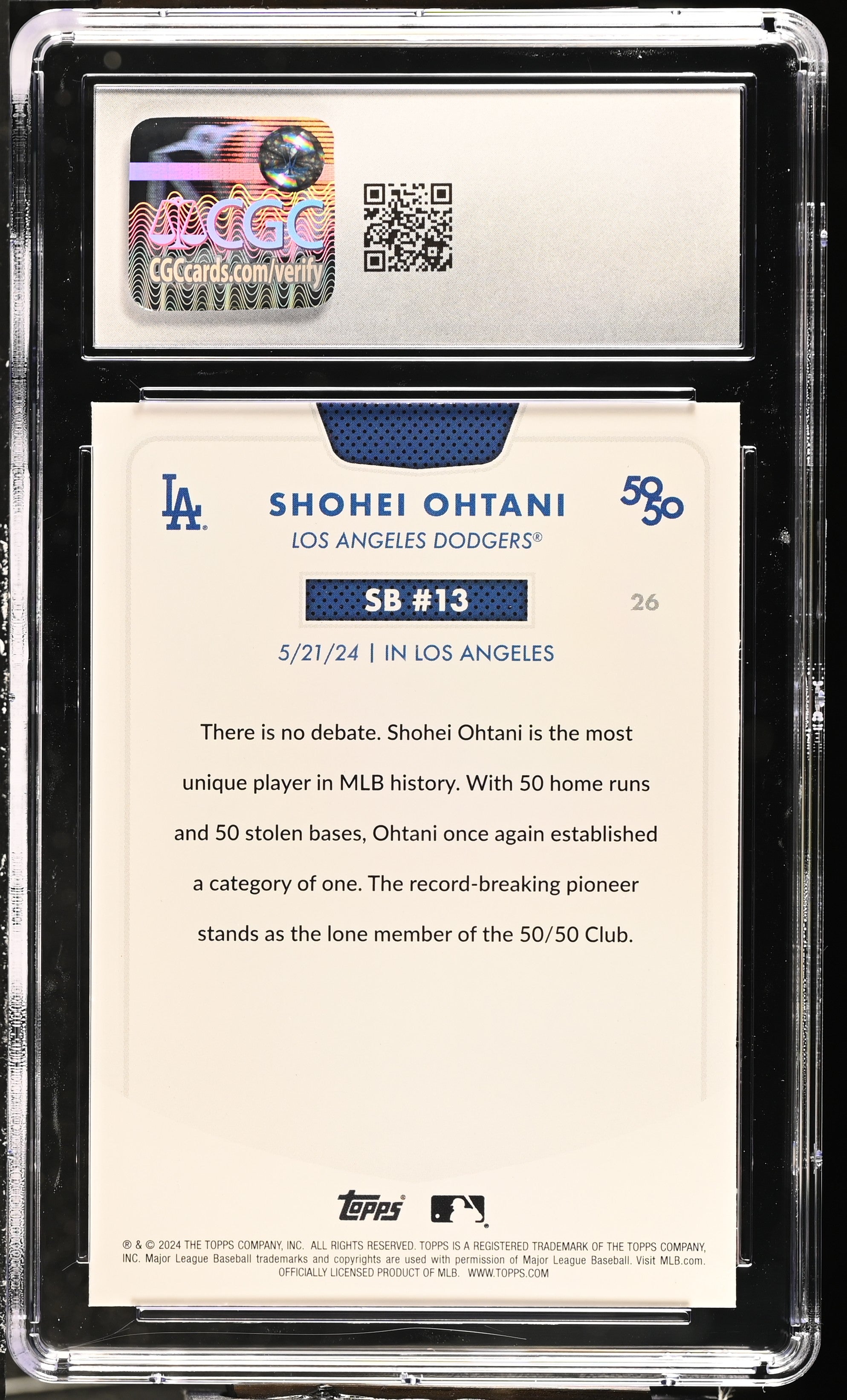 2024 Topps 50/50 Shohei Ohtani #26 CGC 10 GEM MINT Los Angeles Dodgers - Graded Sports Cards