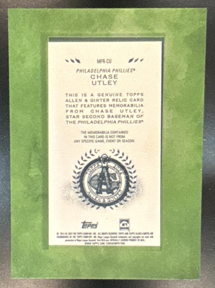 2024 Topps Allen & Ginter Chase Utley Mini Framed Relics MEM Phillies - Sports Cards
