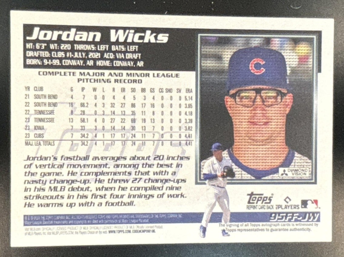 2024 Topps Archives Jordan Wicks 1995 Fan Favorites Auto RC Chicago Cubs - Sports Cards