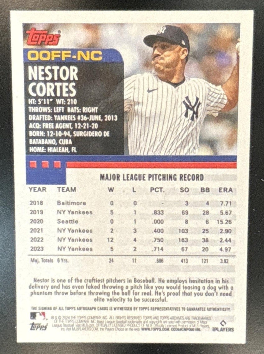 2024 Topps Archives Nestor Cortes 2000 Fan Favorites Auto New York Yankees - Sports Cards