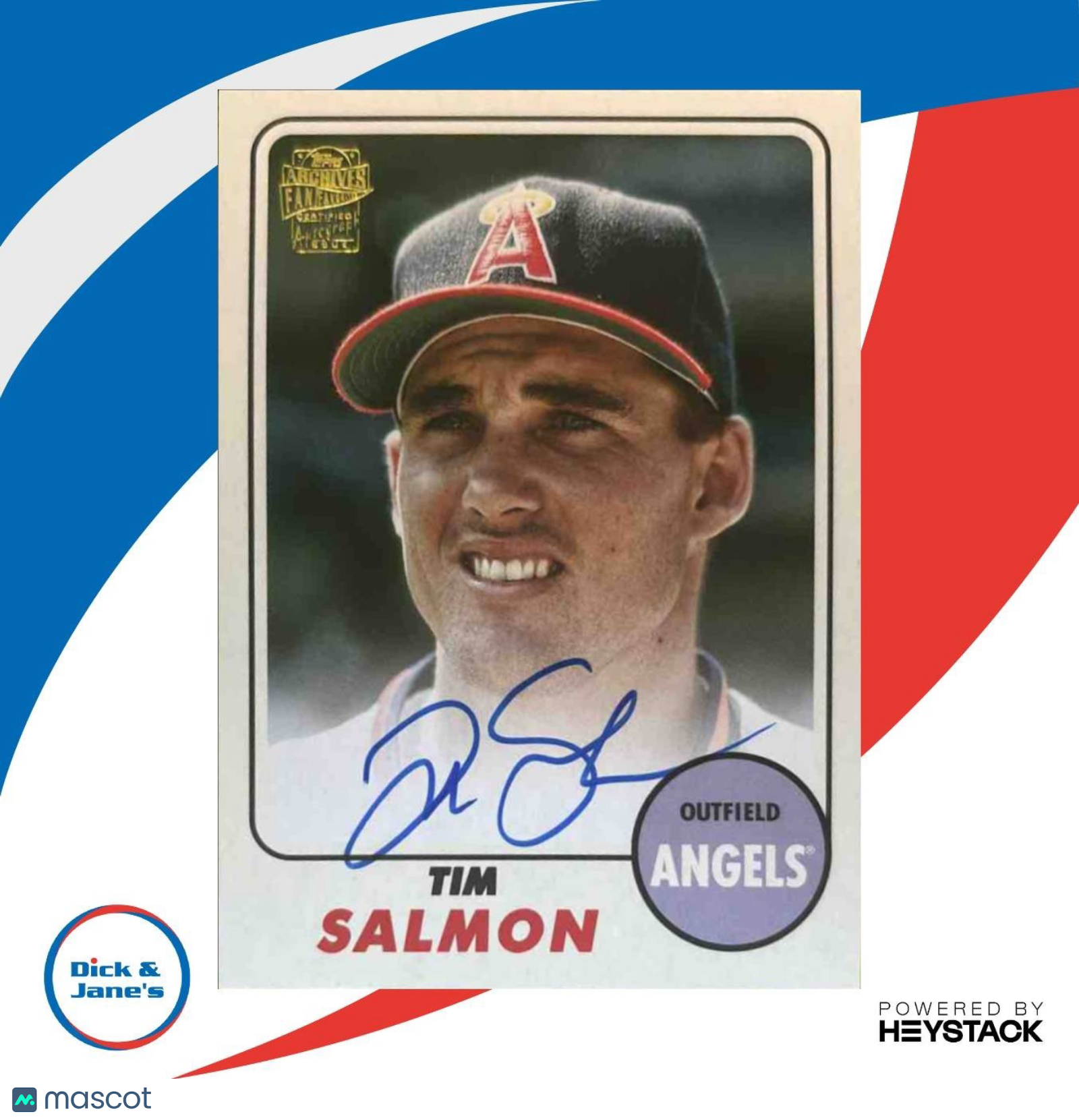 2024 Topps Archives Tim Salmon 1968 Fan Favorites Auto California Angels - Sports Cards