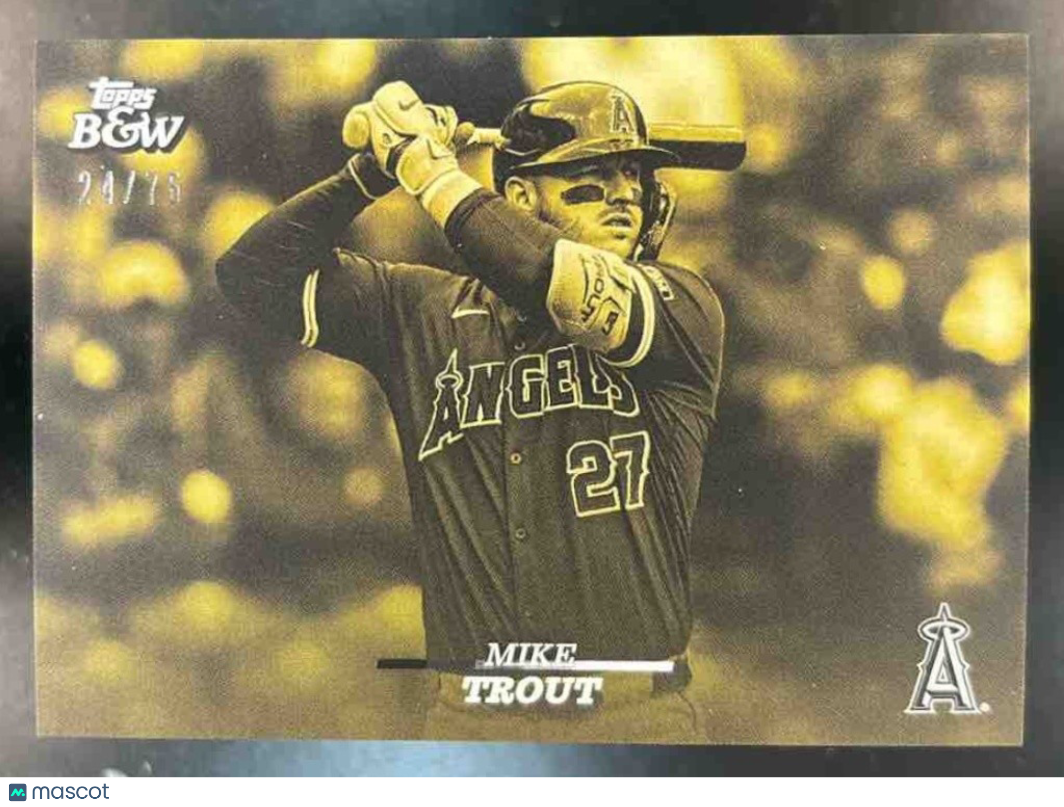 2024 Topps Black & White Mike Trout Yellow /75 #16 - Sports Cards