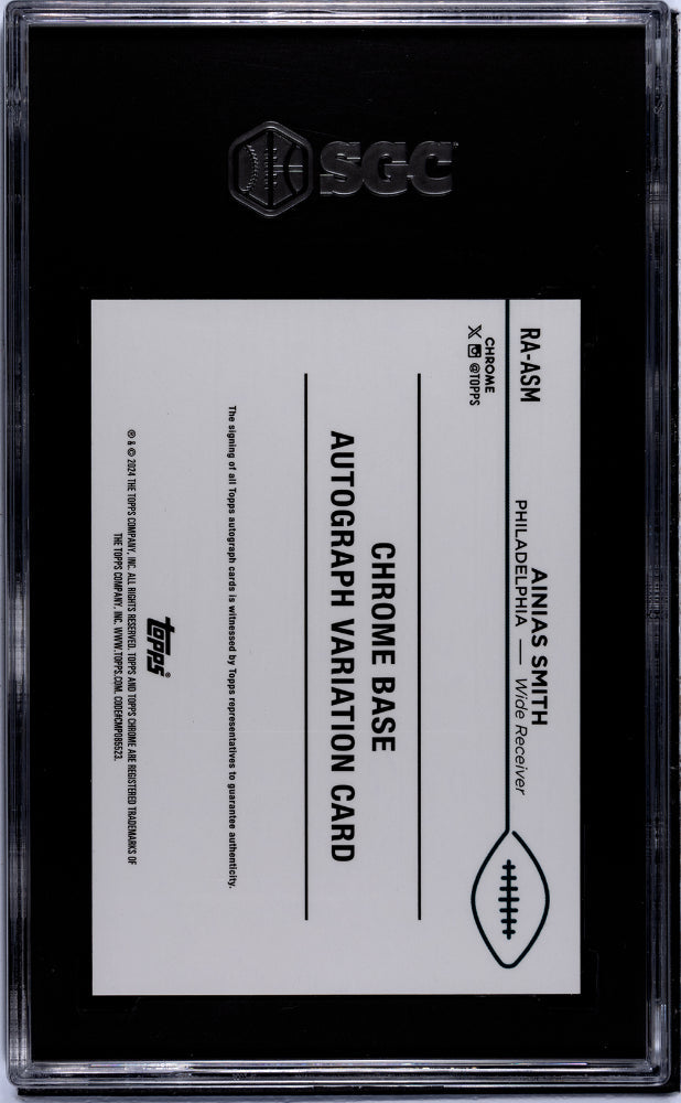 2024 Topps Chrome Ainias Smith Rookie Auto Aqua Sonar Refractor /199 SGC 9 - Graded Sports Cards