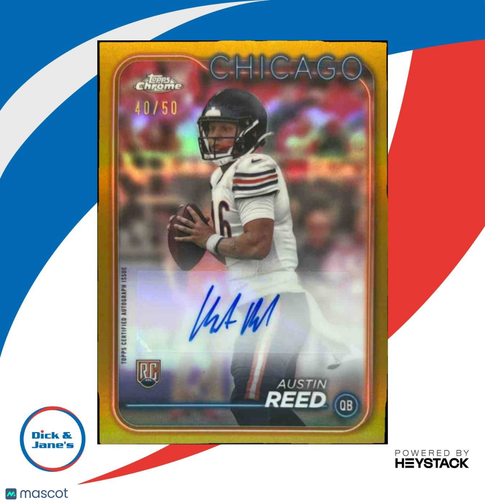 2024 Topps Chrome Austin Reed Rookie Auto Gold Refractor /50 RC Chicago Bears - Sports Cards