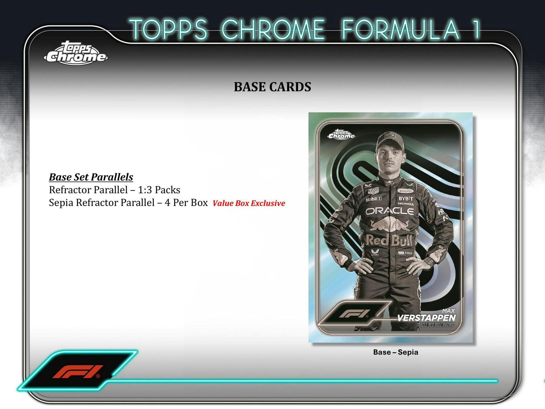 2024 Topps Chrome F1 Formula 1 Racing Blaster Value Box (Sepia Parallels) - Sports Collectibles