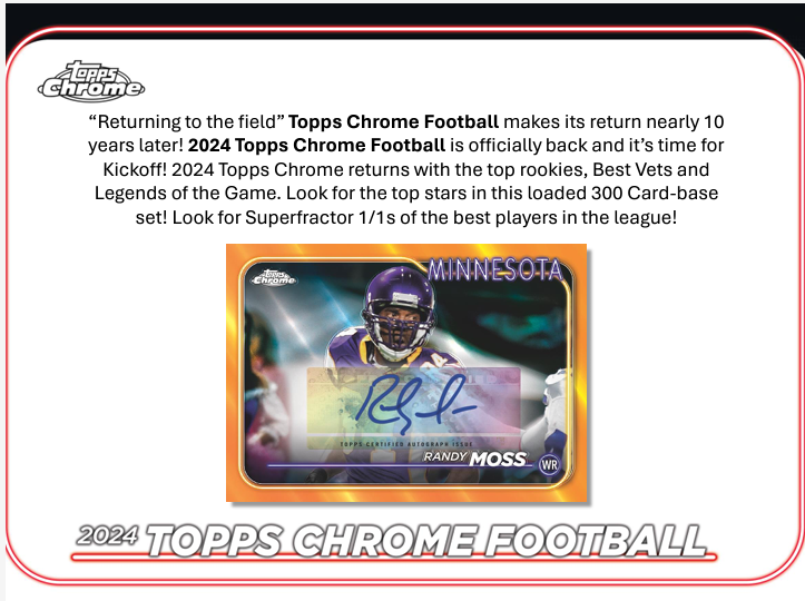 2024 Topps Chrome Football Mega Box SE (11 Refractors) - Mega Box