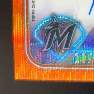 2024 Topps Chrome Jacob Amaya Rookie Auto Orange Wave Refractor 10/25 Marlins - Sports Cards
