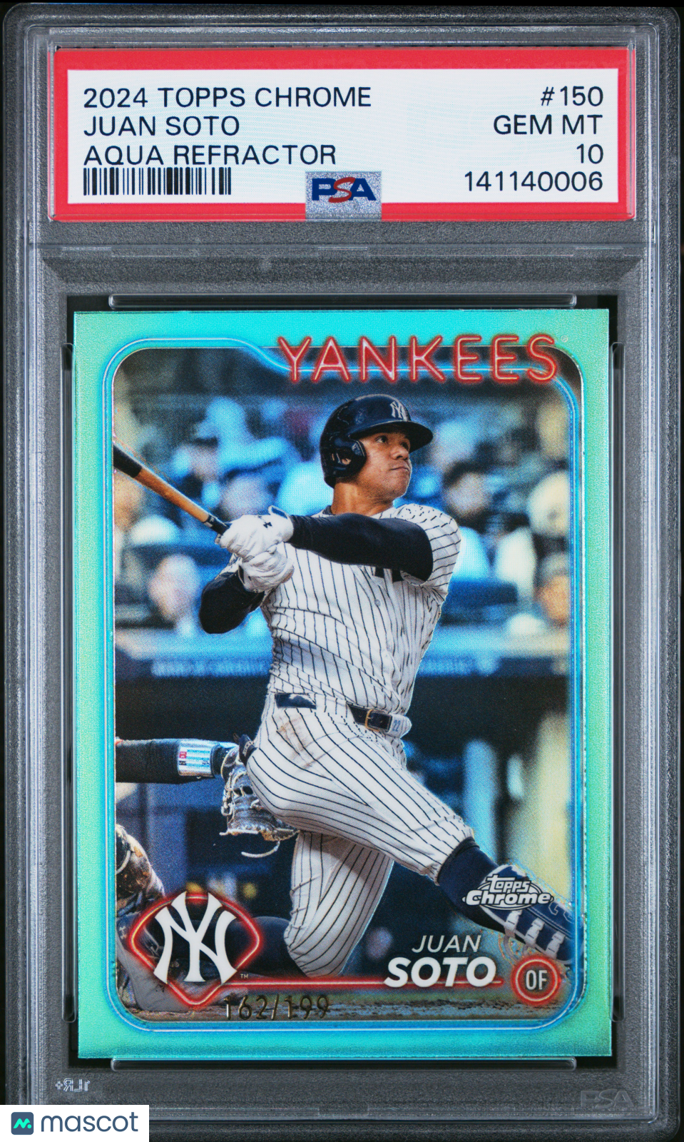 2024 Topps Chrome Juan Soto Aqua Refractor 162/199 #150 PSA 10 - Graded Sports Cards