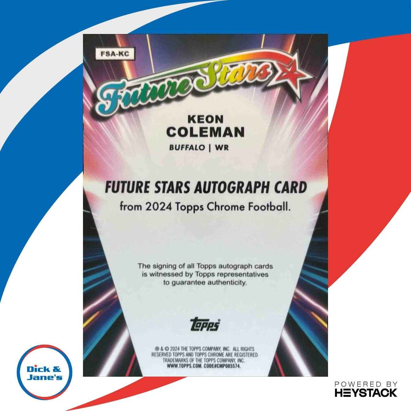 2024 Topps Chrome Keon Coleman Future Stars Auto Blue Refractor 101/150 Bills - Sports Cards
