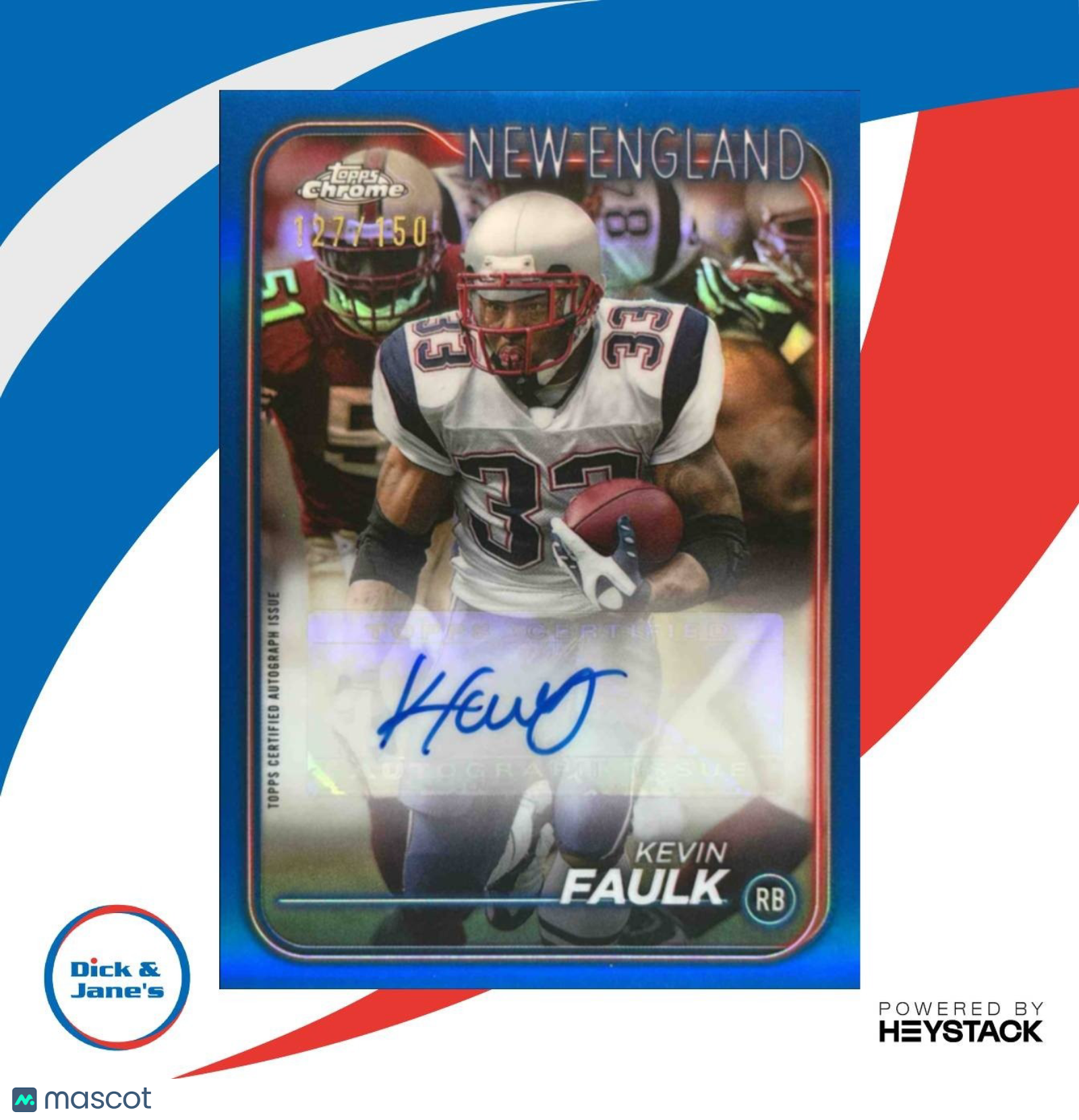 2024 Topps Chrome Kevin Faulk Auto Blue Refractor 127/150 New England Patriots - Sports Cards