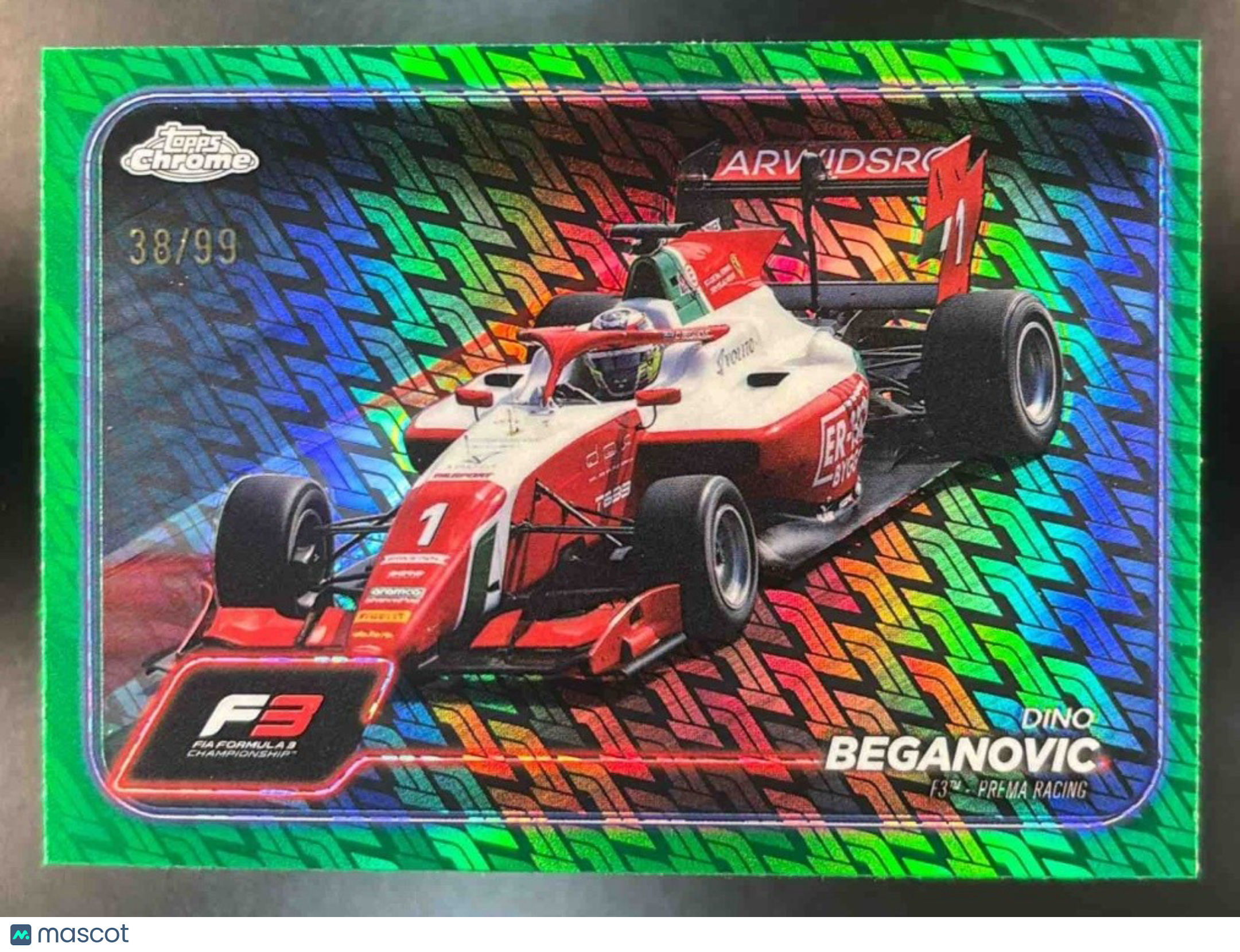 2024 Topps Chrome Logofractor Edition Formula 1 Dino Beganovic Green /99 #115 - Sports Cards