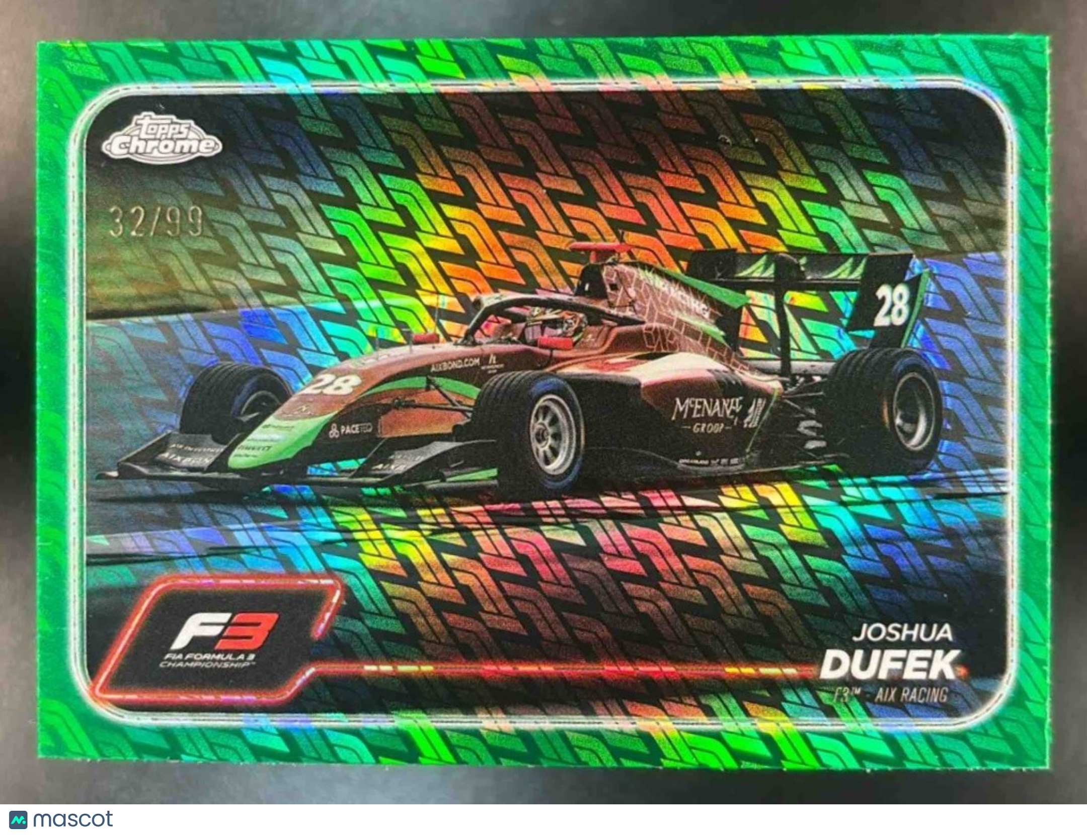 2024 Topps Chrome Logofractor Edition Formula 1 Joshua Dufek Green /99 #141 - Sports Cards