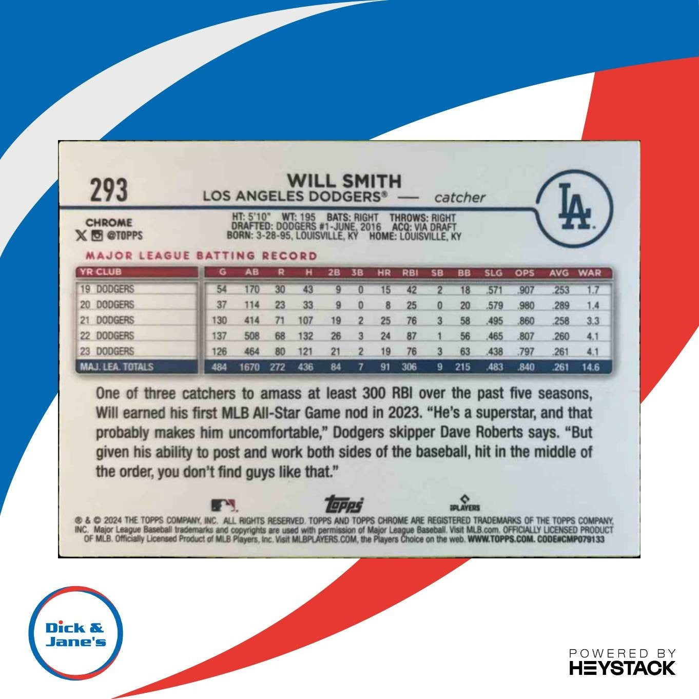 2024 Topps Chrome Logofractor Will Smith Purple MLB /250 Los Angeles Dodgers - Sports Cards